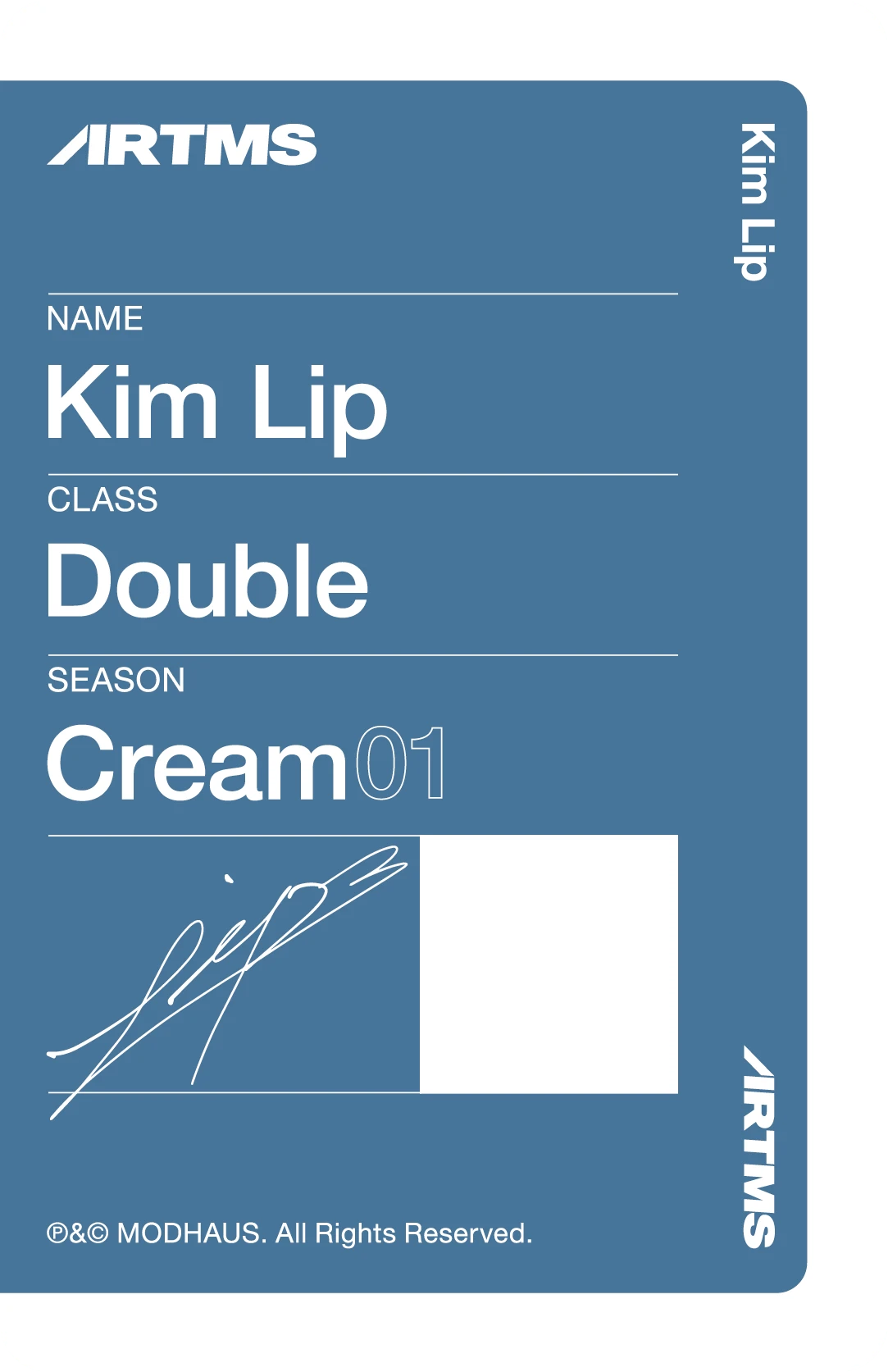 Kim Lip ARTMS photocard back side - Cream01 Double Class Objekt