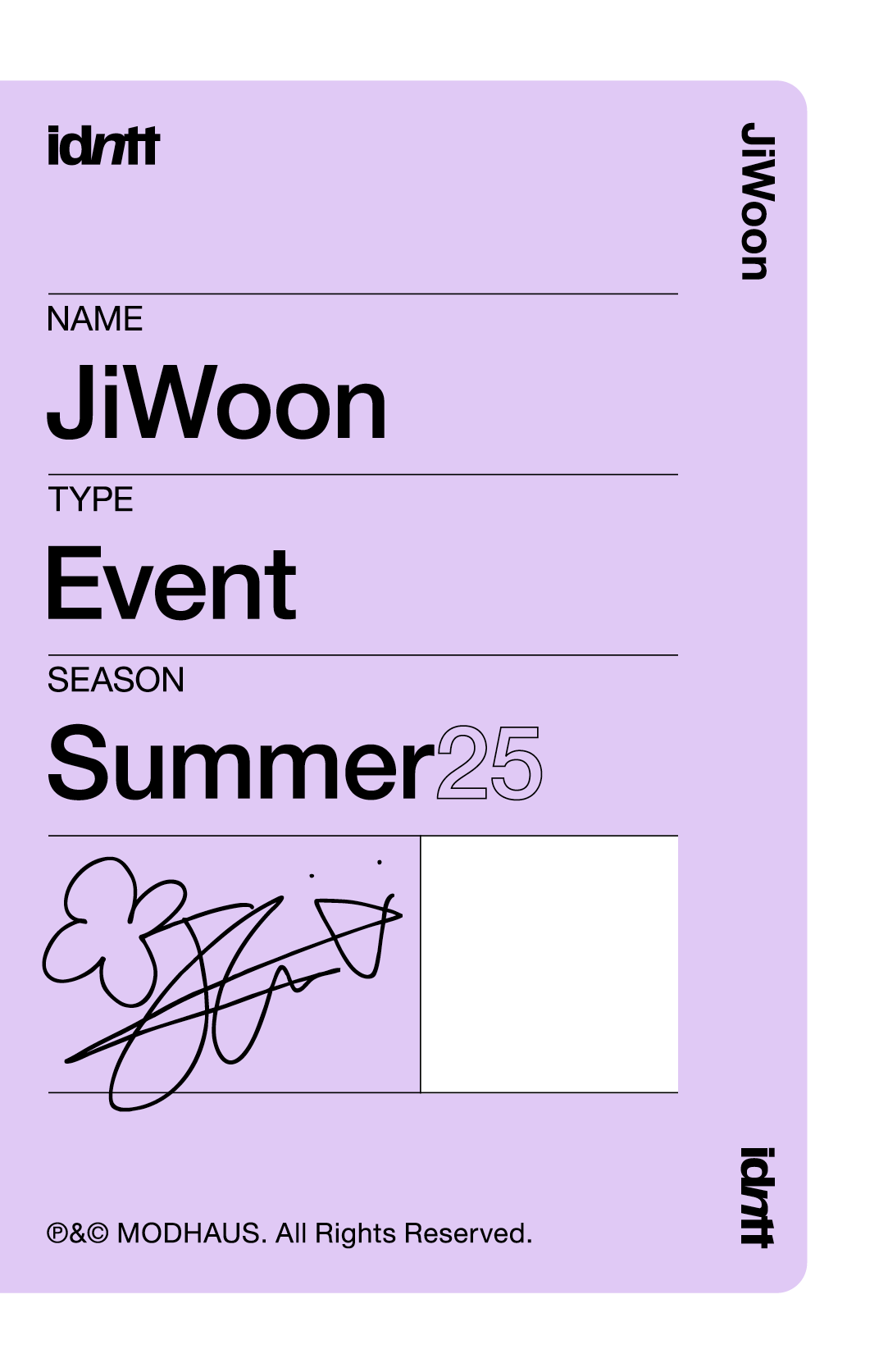 Nam JiWoon idntt photocard back side - Event Objekt