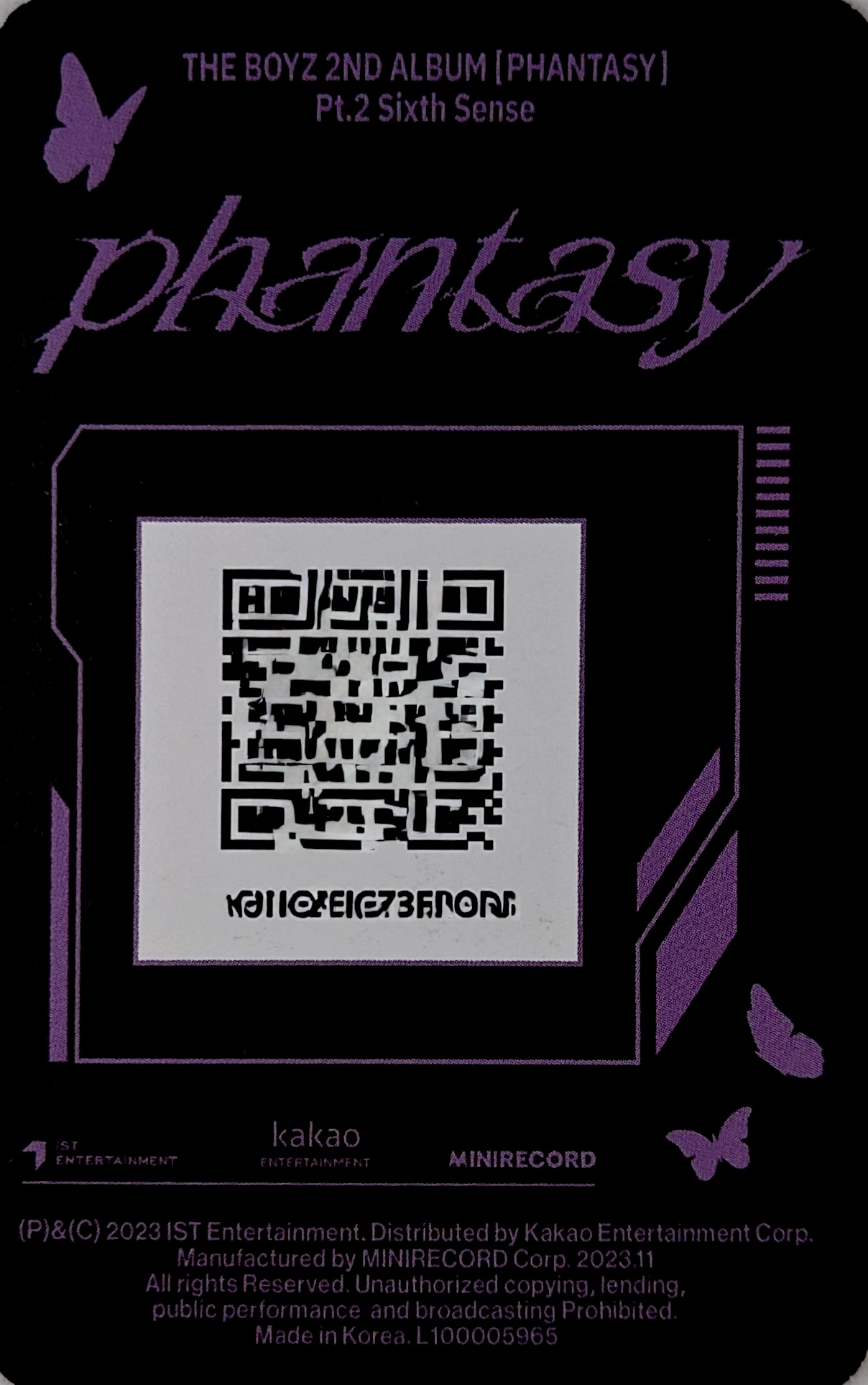 Eric THE BOYZ photocard back side - Mini Card (QR Type)