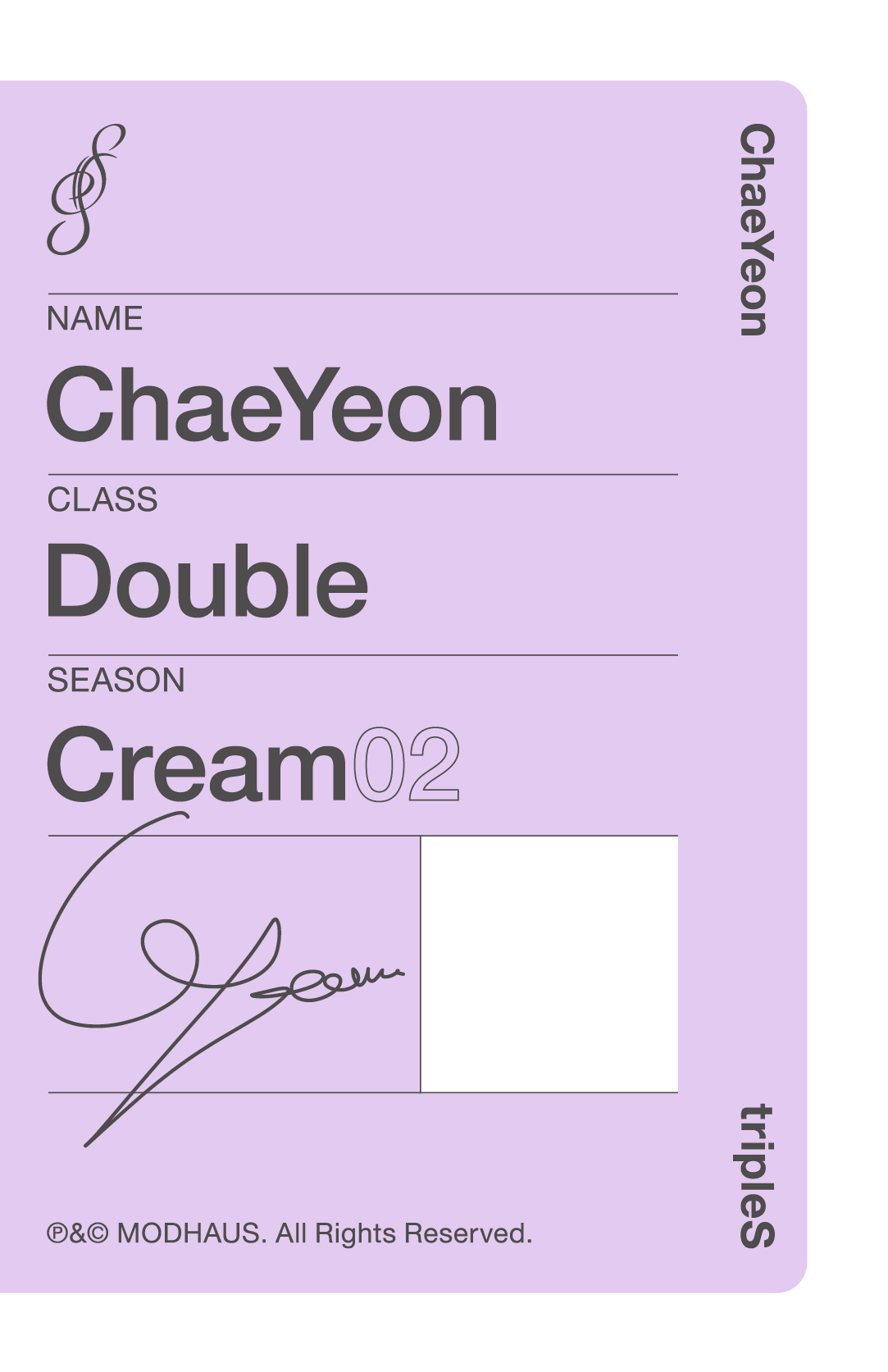 Chaeyeon tripleS photocard back side - Double Class Objekt