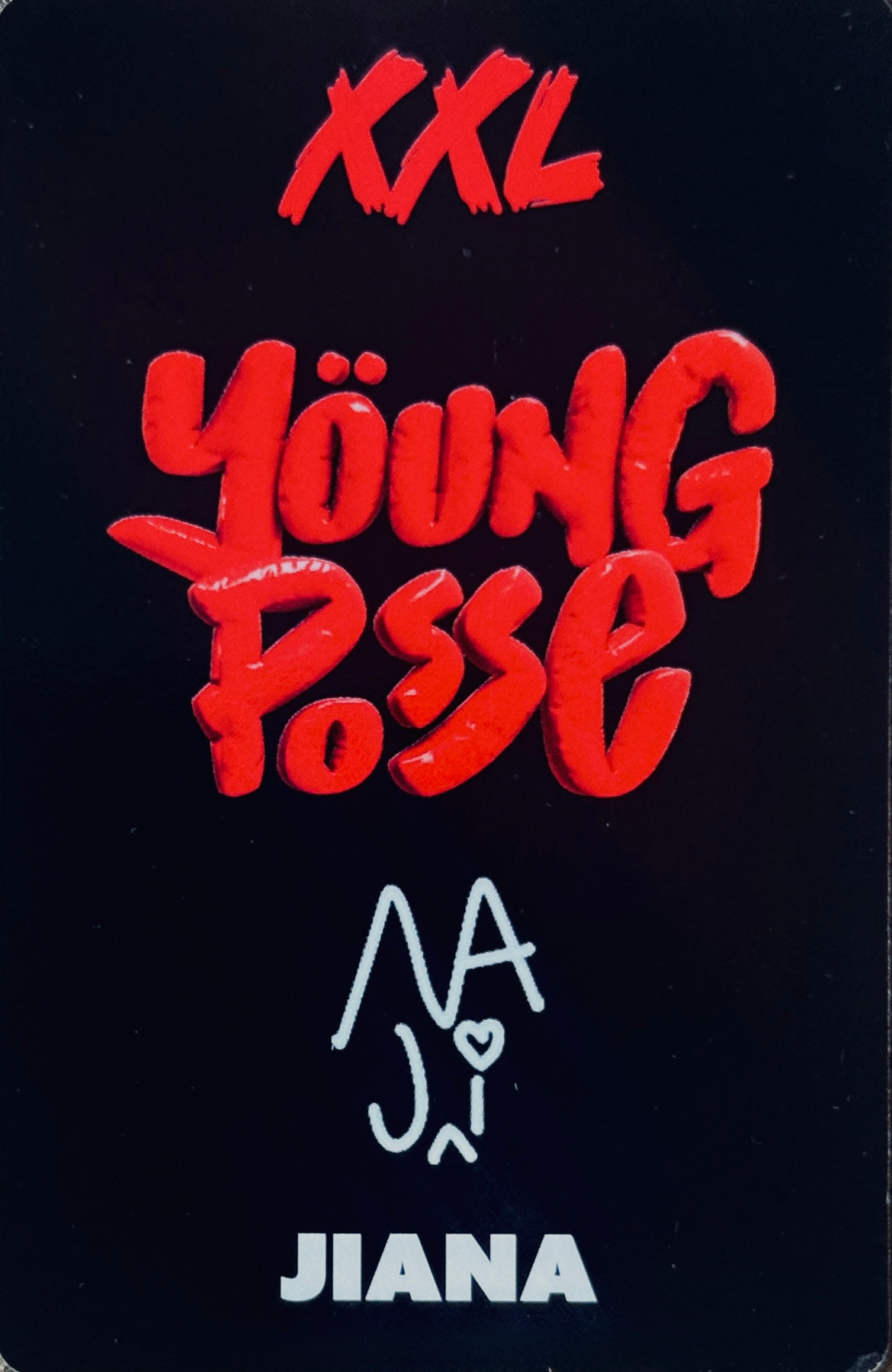 Jiana YOUNG POSSE photocard back side - Photocard