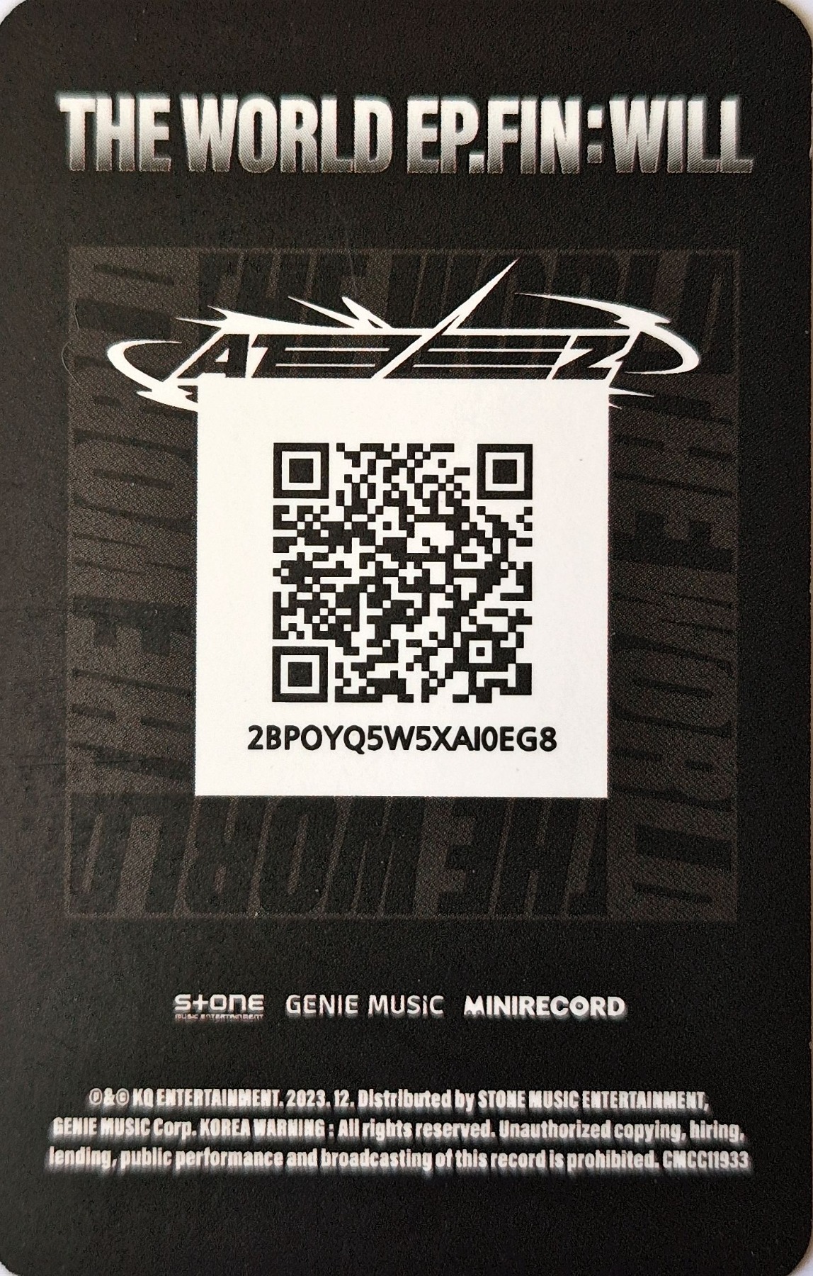 Yunho ATEEZ photocard back side - Mini Card (Qr type)