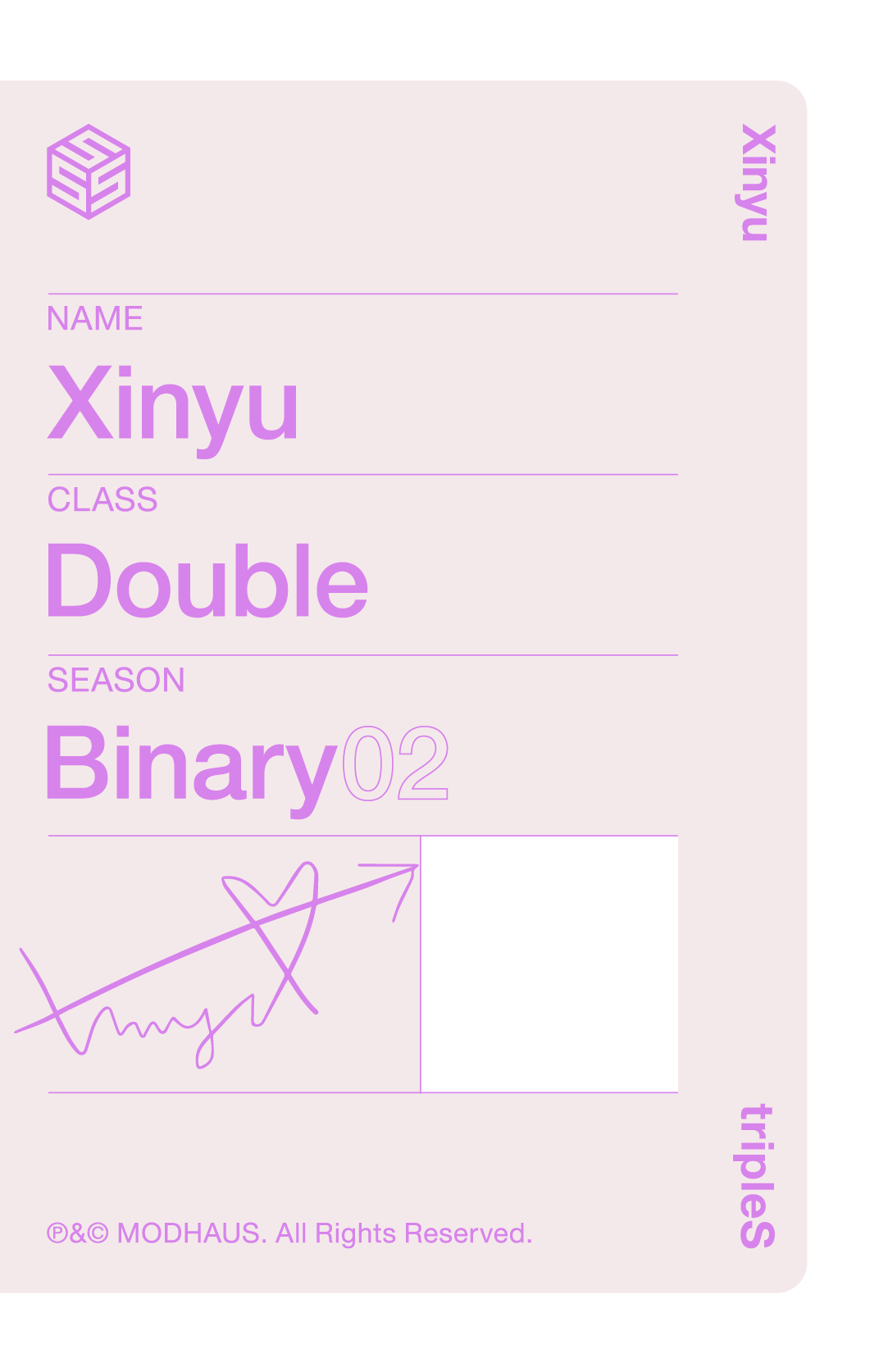 Xinyu tripleS photocard back side - Double Class Objekt