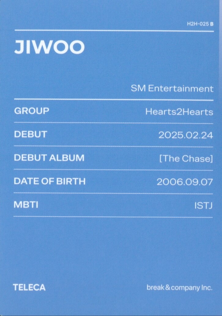 Jiwoo Hearts2Hearts photocard back side - Base ver.
