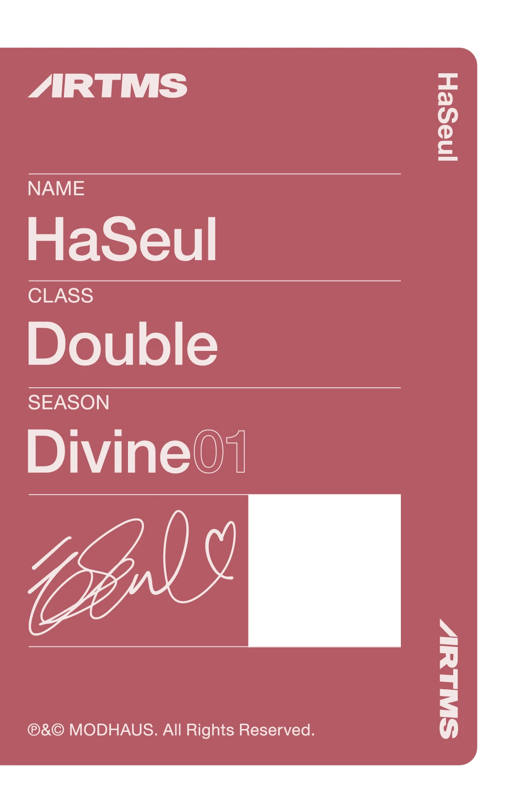 Haseul ARTMS photocard back side - VIP Benefit