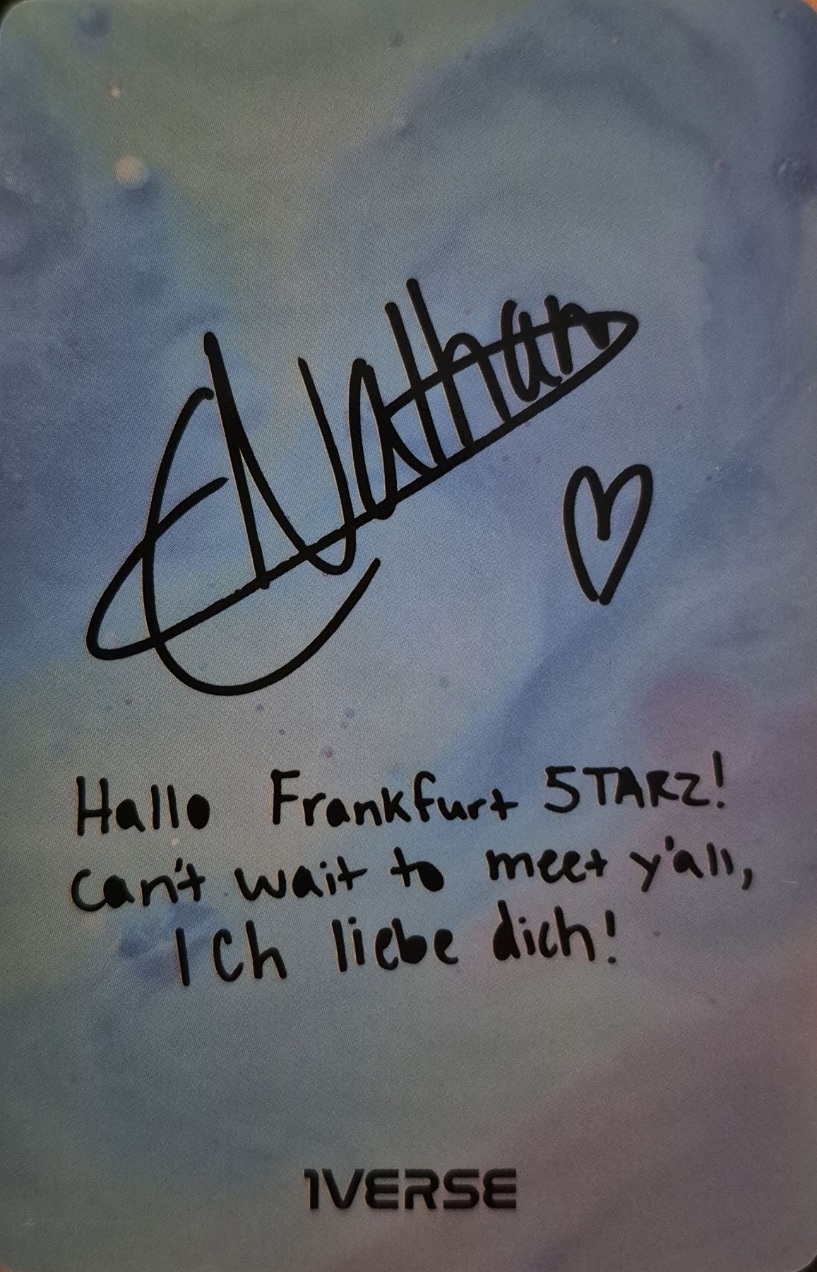 Nathan 1VERSE photocard back side - Frankfurt/Kooky Winner Photocard