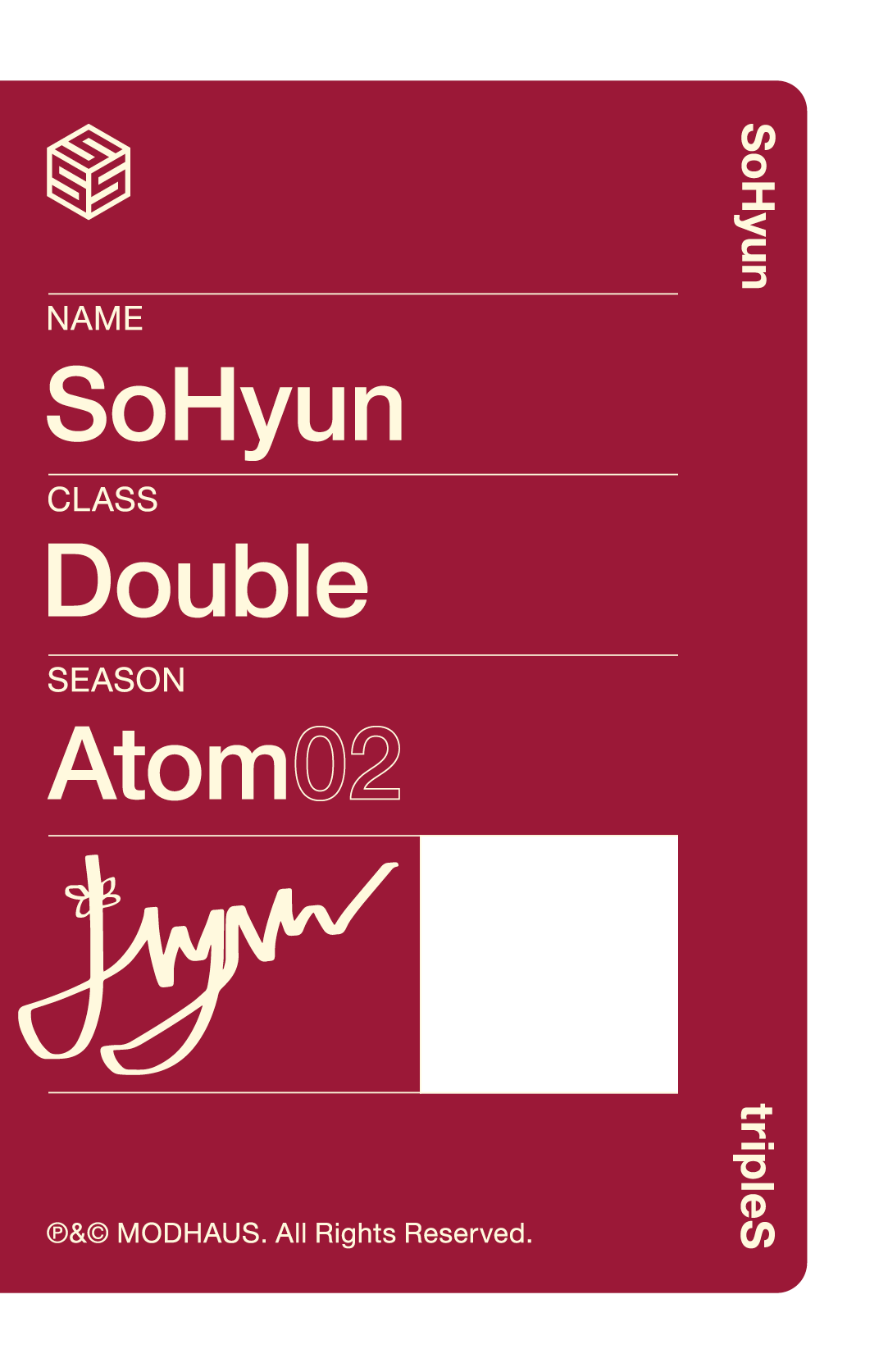 Sohyun tripleS photocard back side - Double Class Objekt