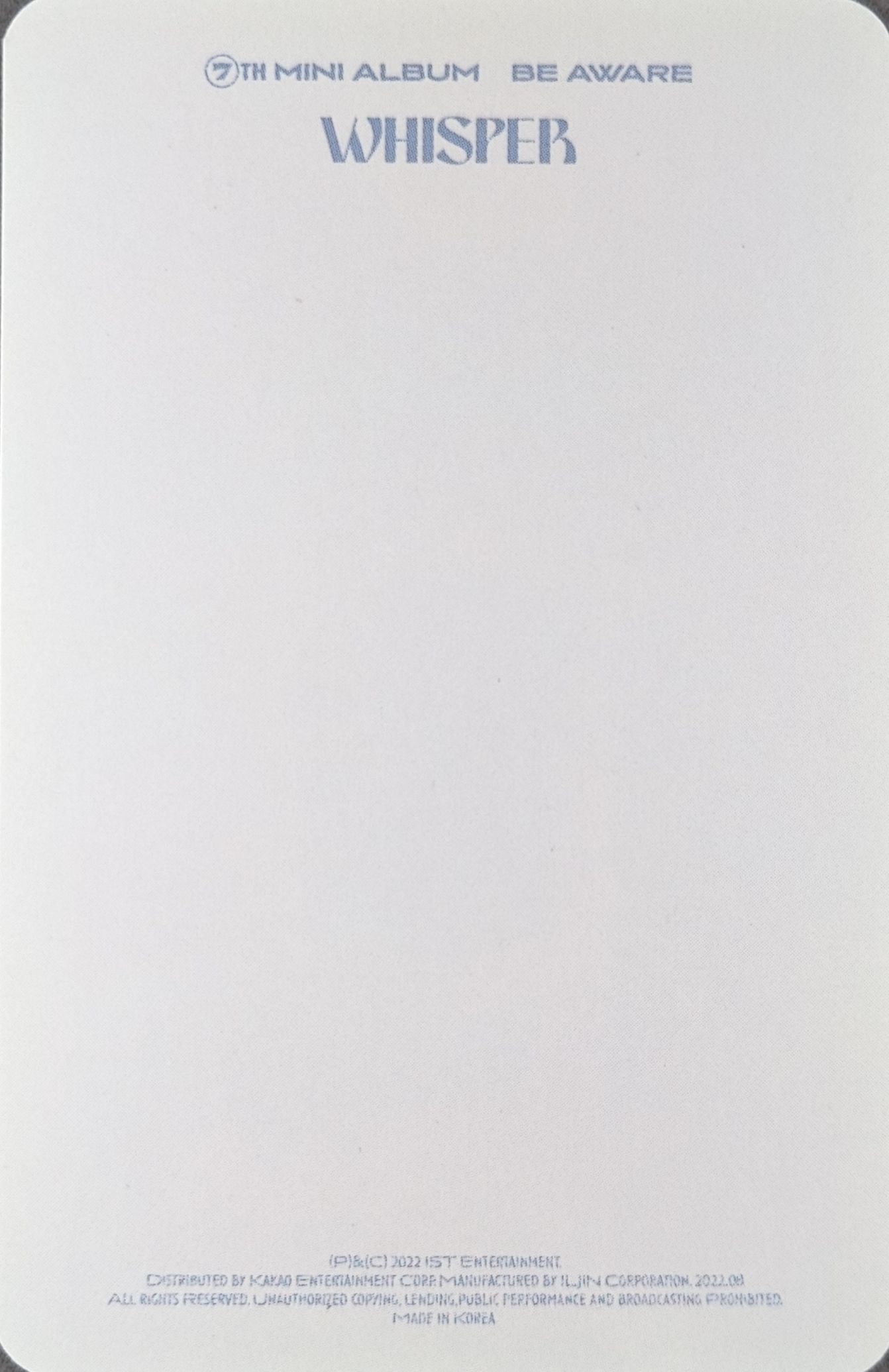 Kevin THE BOYZ photocard back side - Selfie Photocard
