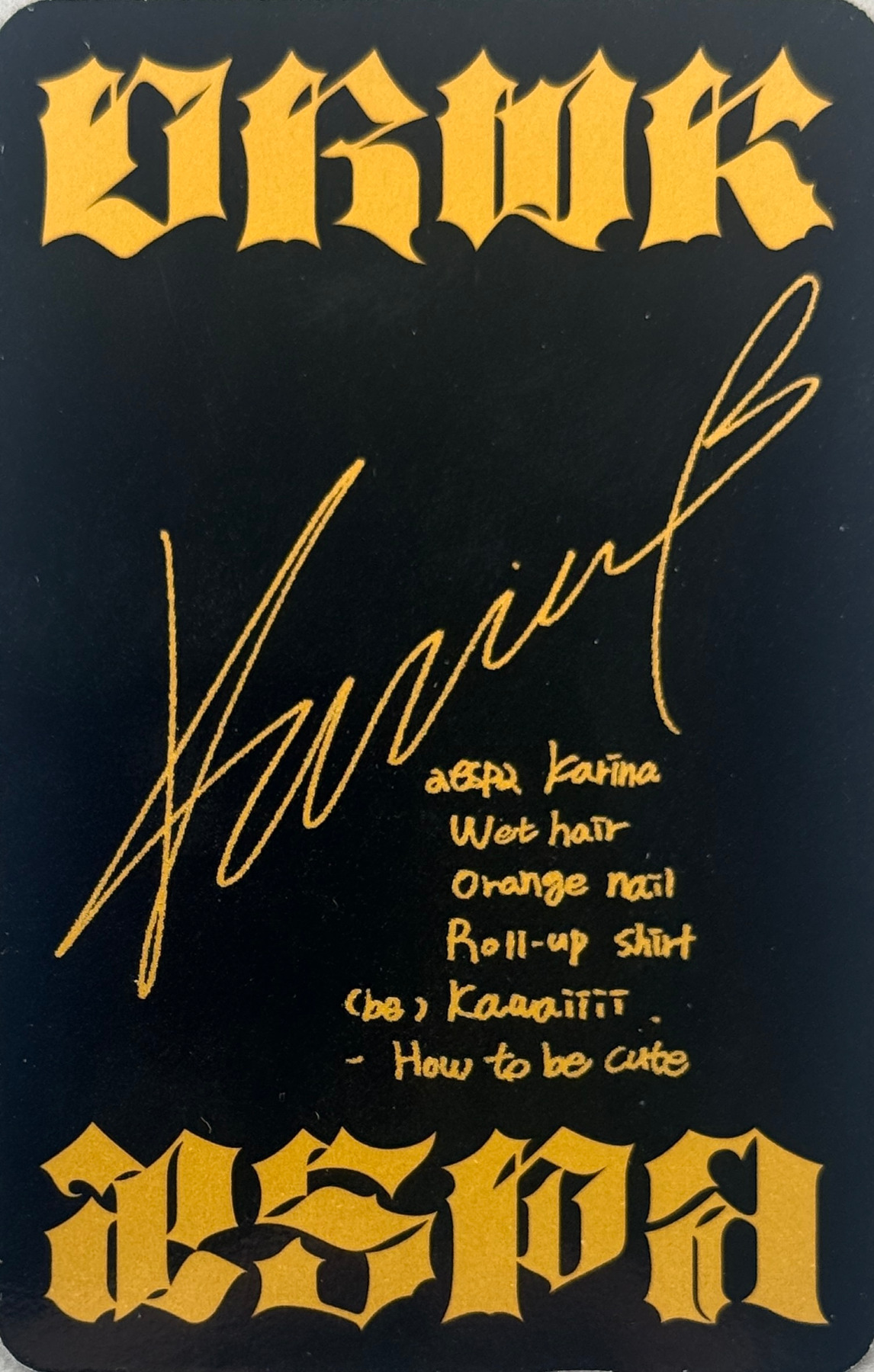 Karina aespa photocard back side - UK/EU/AU Exclusive (Dirty Case ver.)