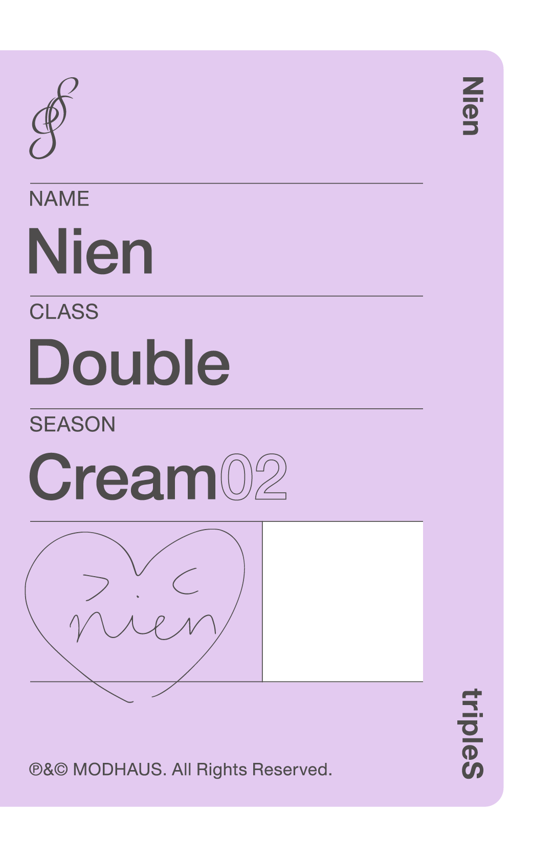 Nien tripleS photocard back side - Double Class Objekt