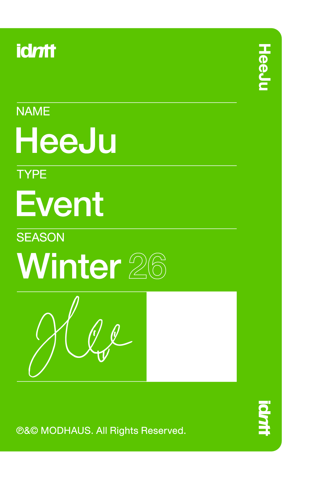 Kim HeeJu idntt photocard back side - Event Objekt