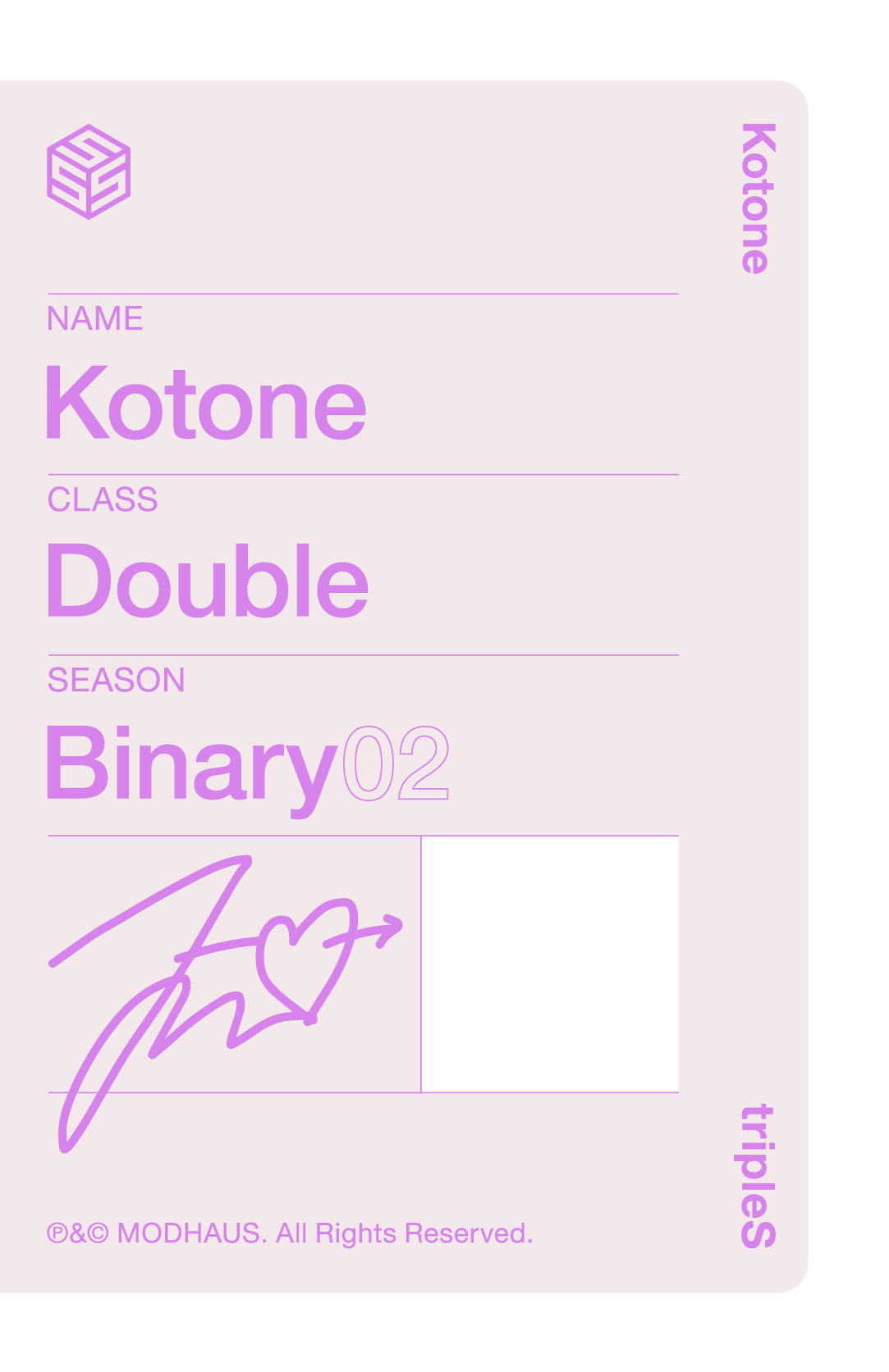 Kotone tripleS photocard back side - Double Class Objekt