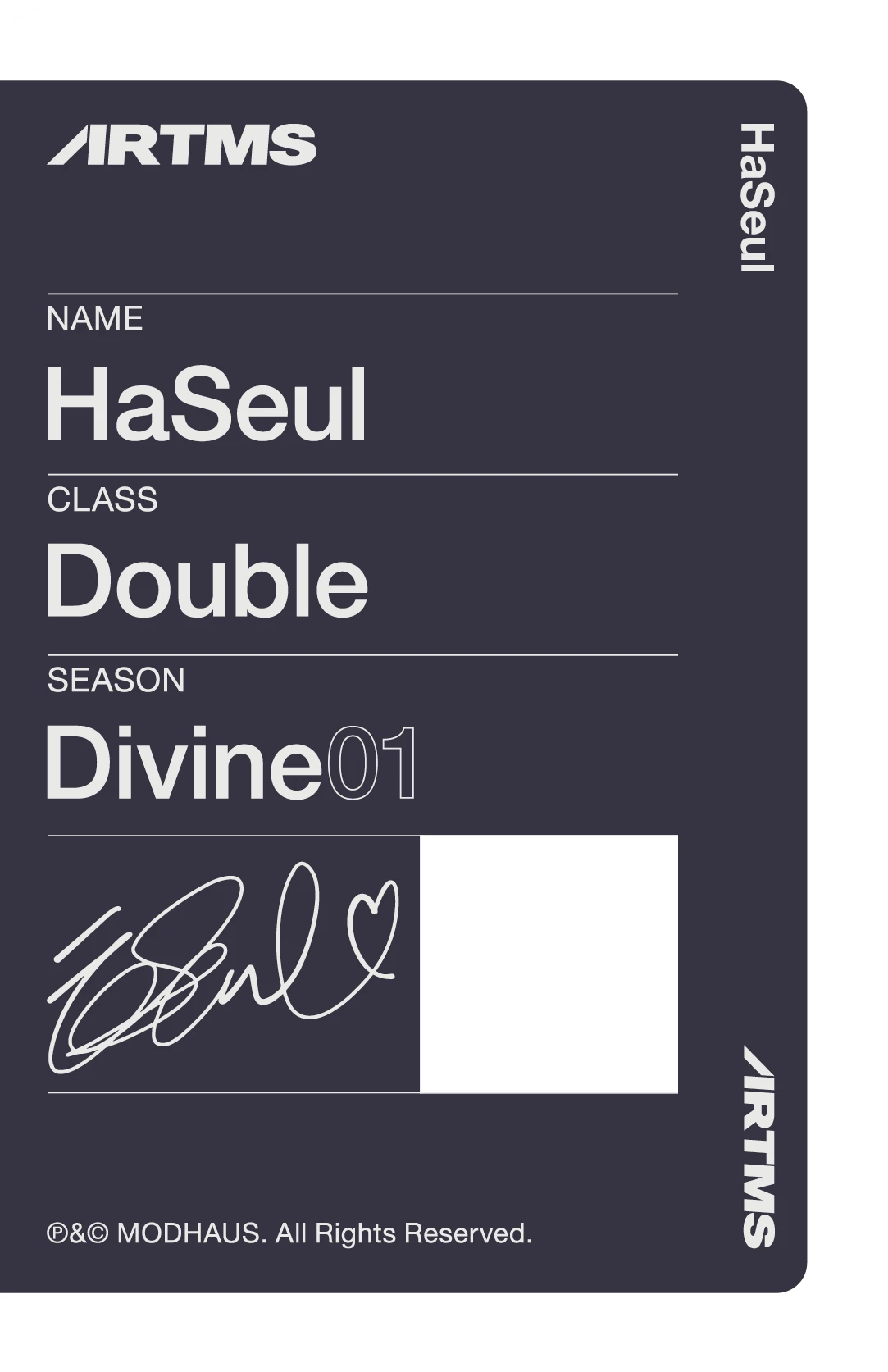 Haseul ARTMS photocard back side - Showcase Objekt Pack