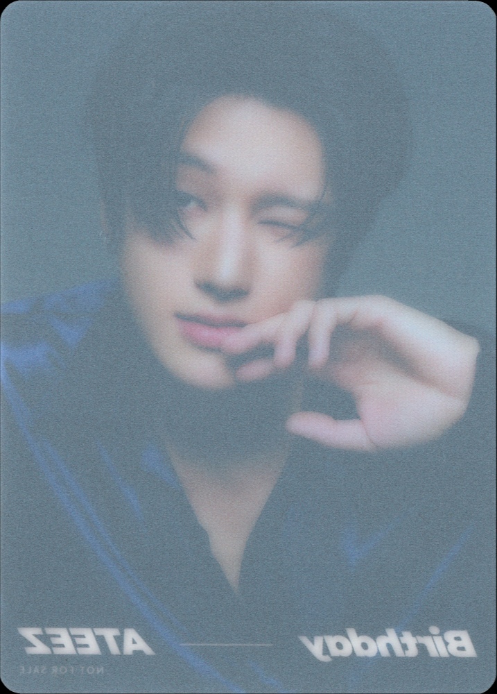 Wooyoung ATEEZ photocard back side - Clear Card Preorder Benefit