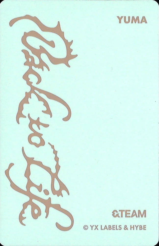 Yuma &TEAM photocard back side - Photocard Set B
