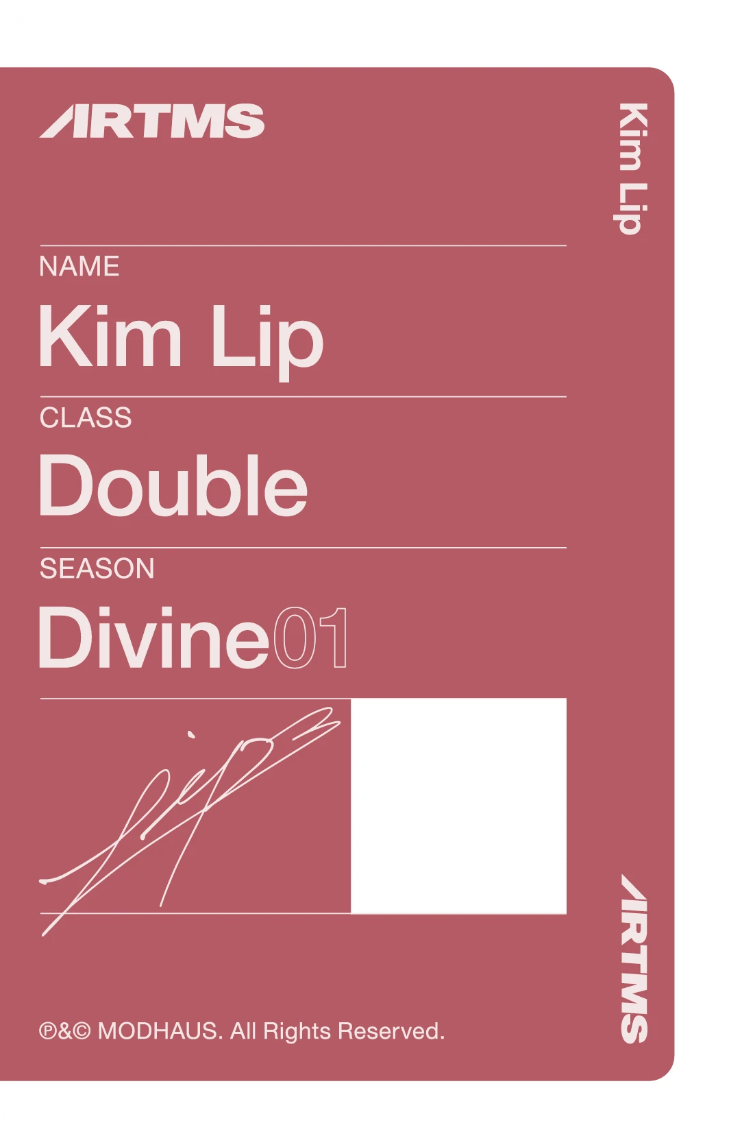 Kim Lip ARTMS photocard back side - VIP Benefit