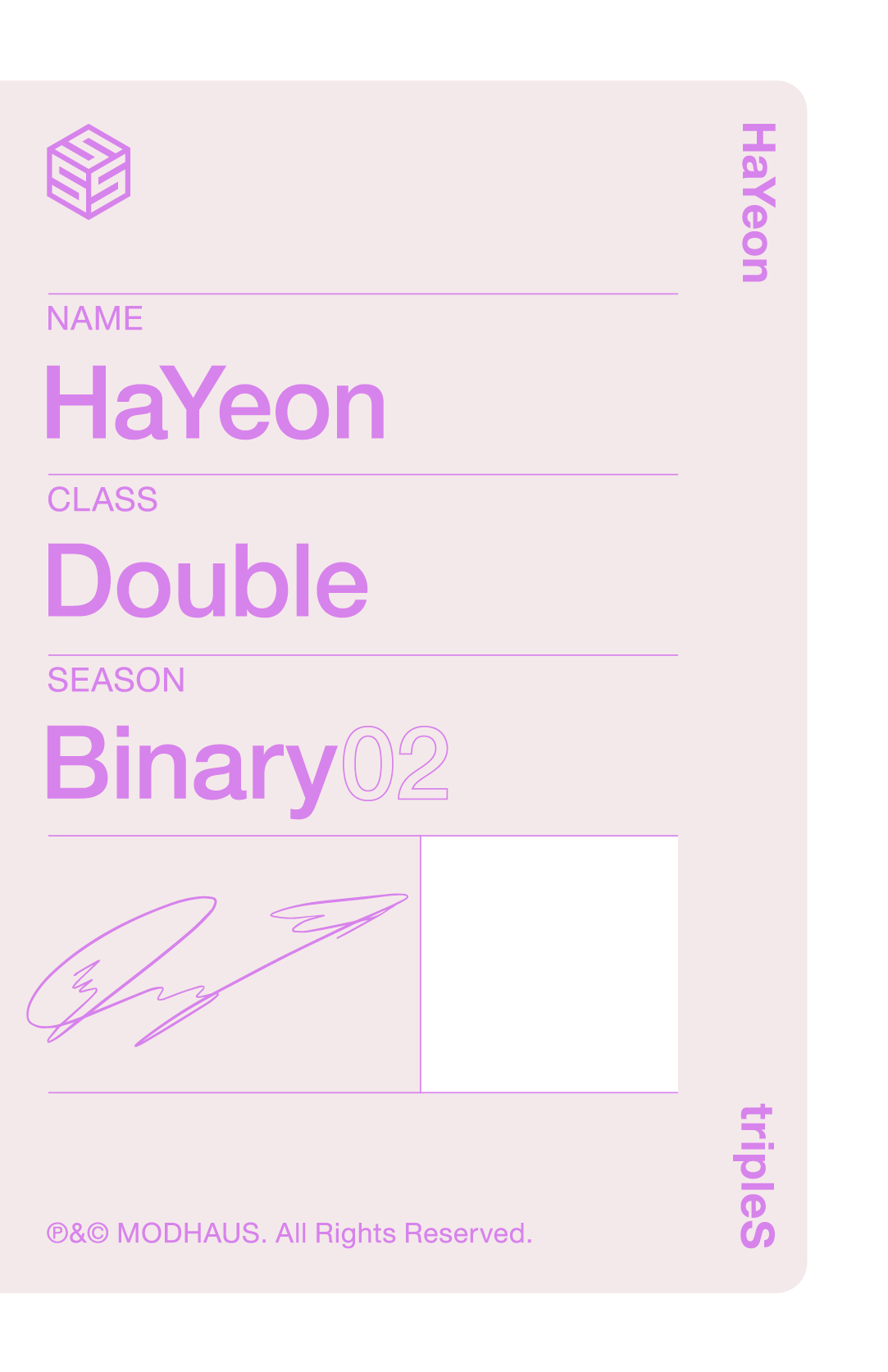 Hayeon tripleS photocard back side - Double Class Objekt