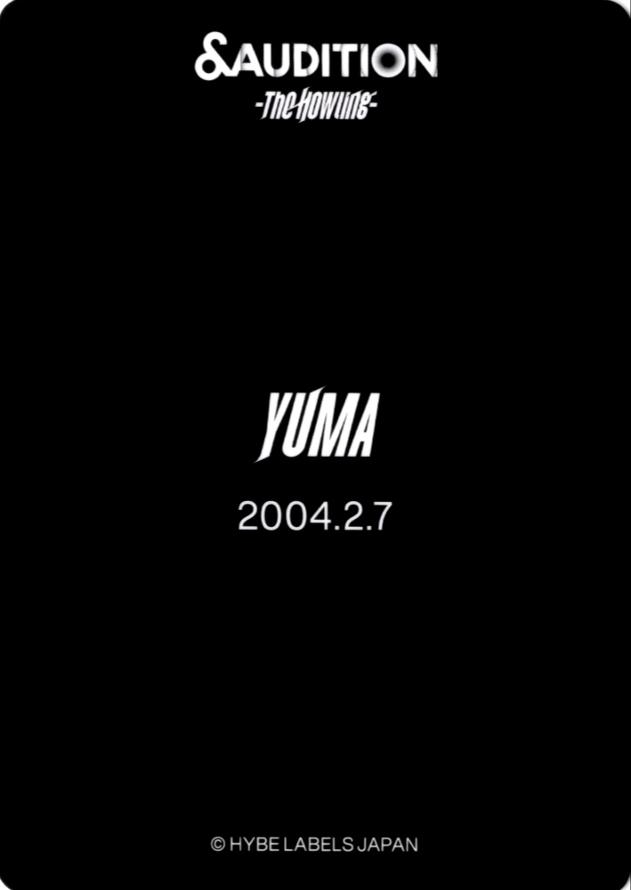 Yuma &TEAM photocard back side - Photocards