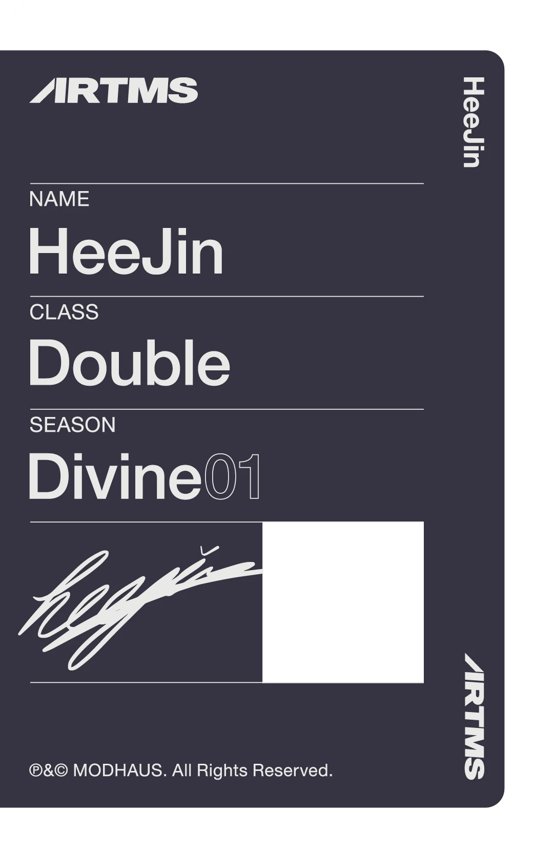 Heejin ARTMS photocard back side - Showcase Objekt Pack