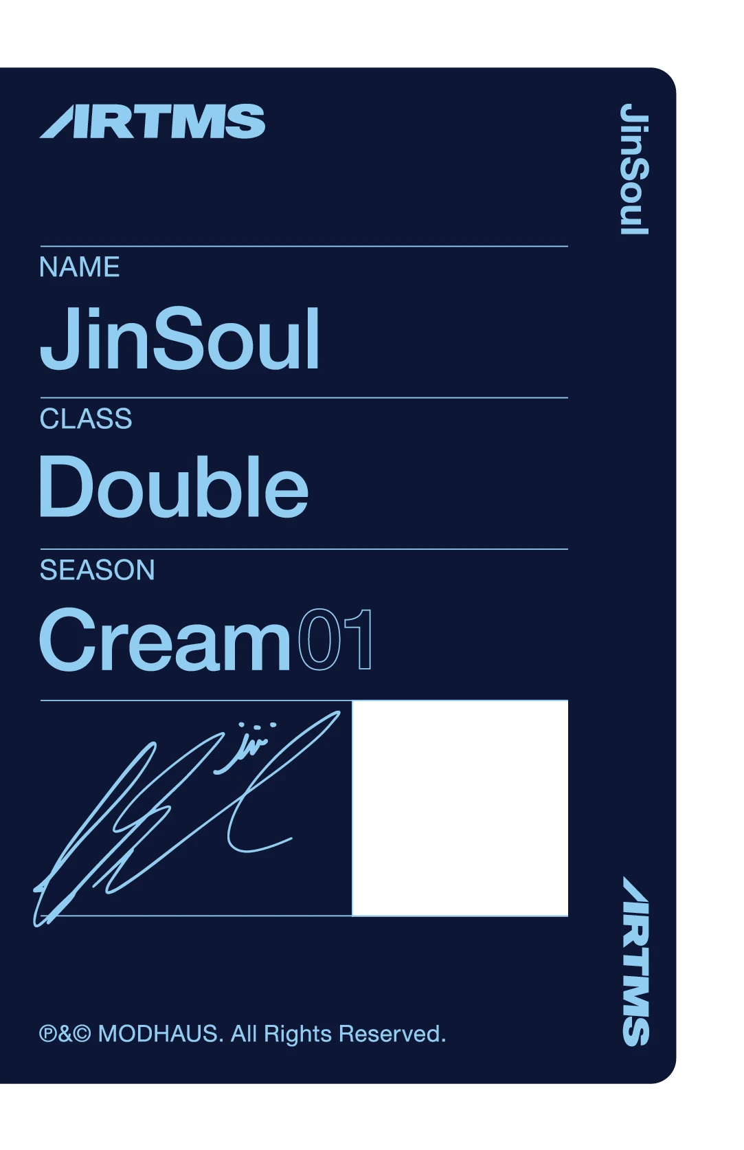 JinSoul ARTMS photocard back side - VIP Benefit