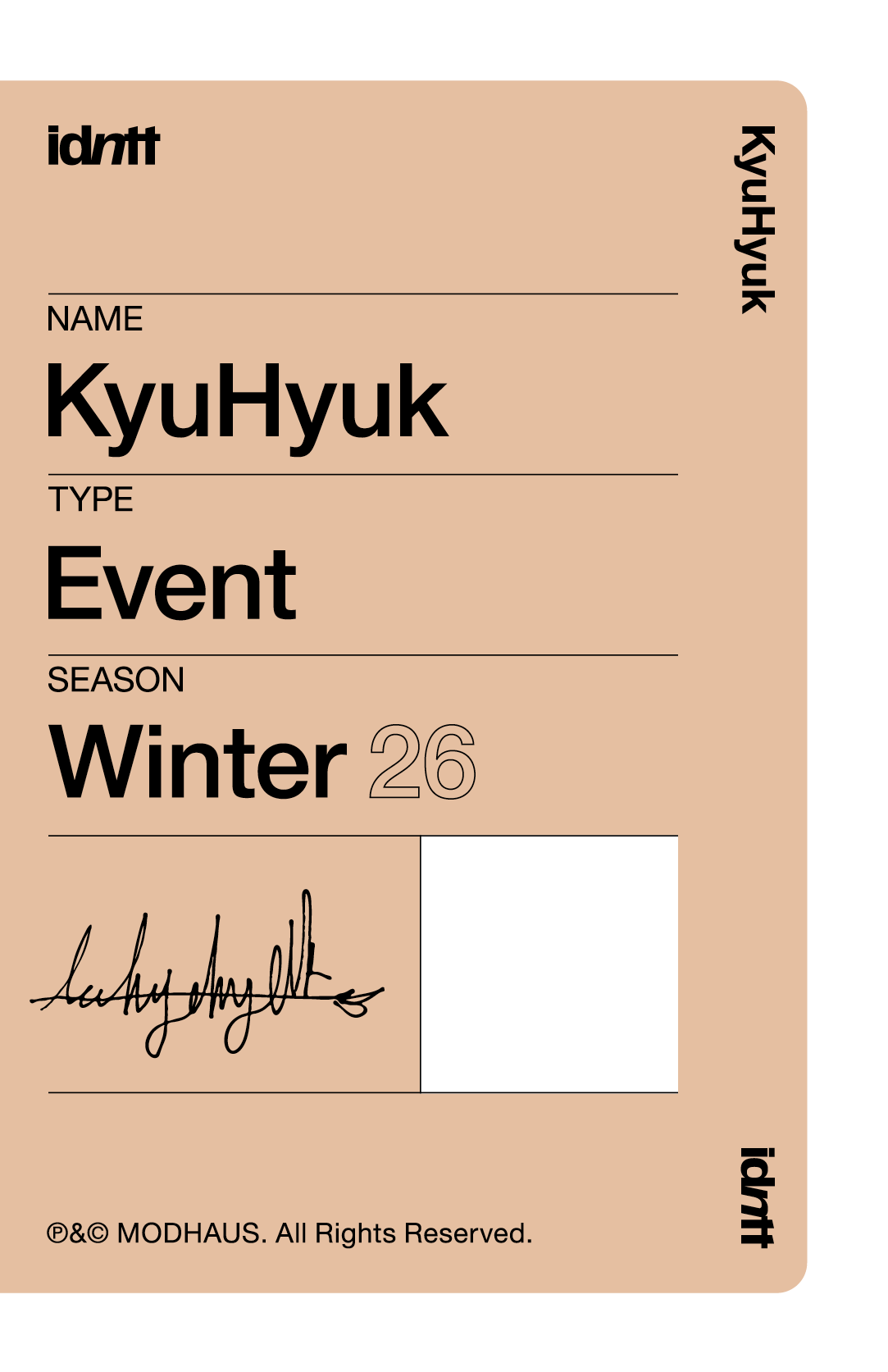 Lee KyuHyuk idntt photocard back side - Event Objekt