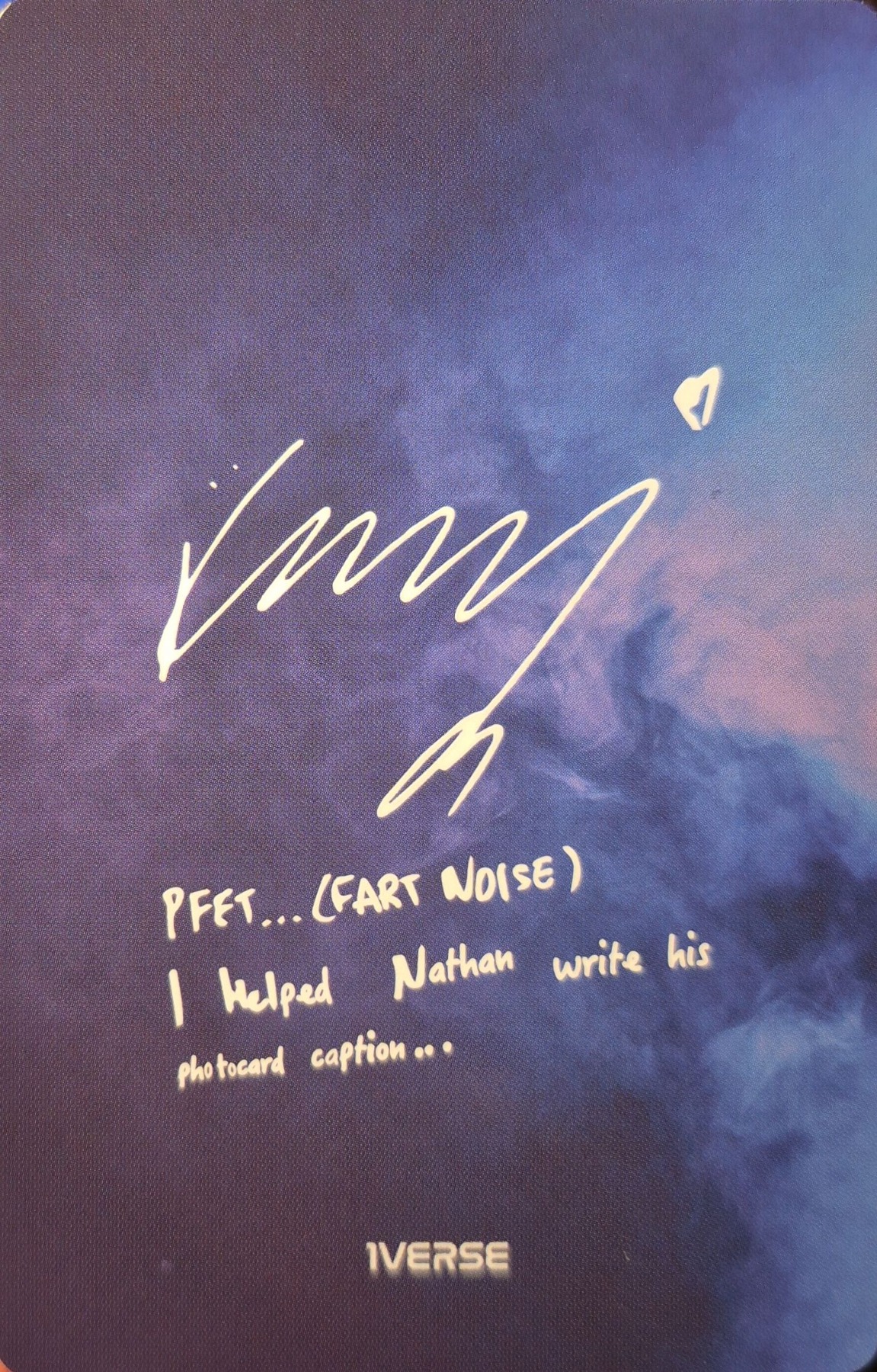 Kenny 1VERSE photocard back side - Official MD - Photocard Set