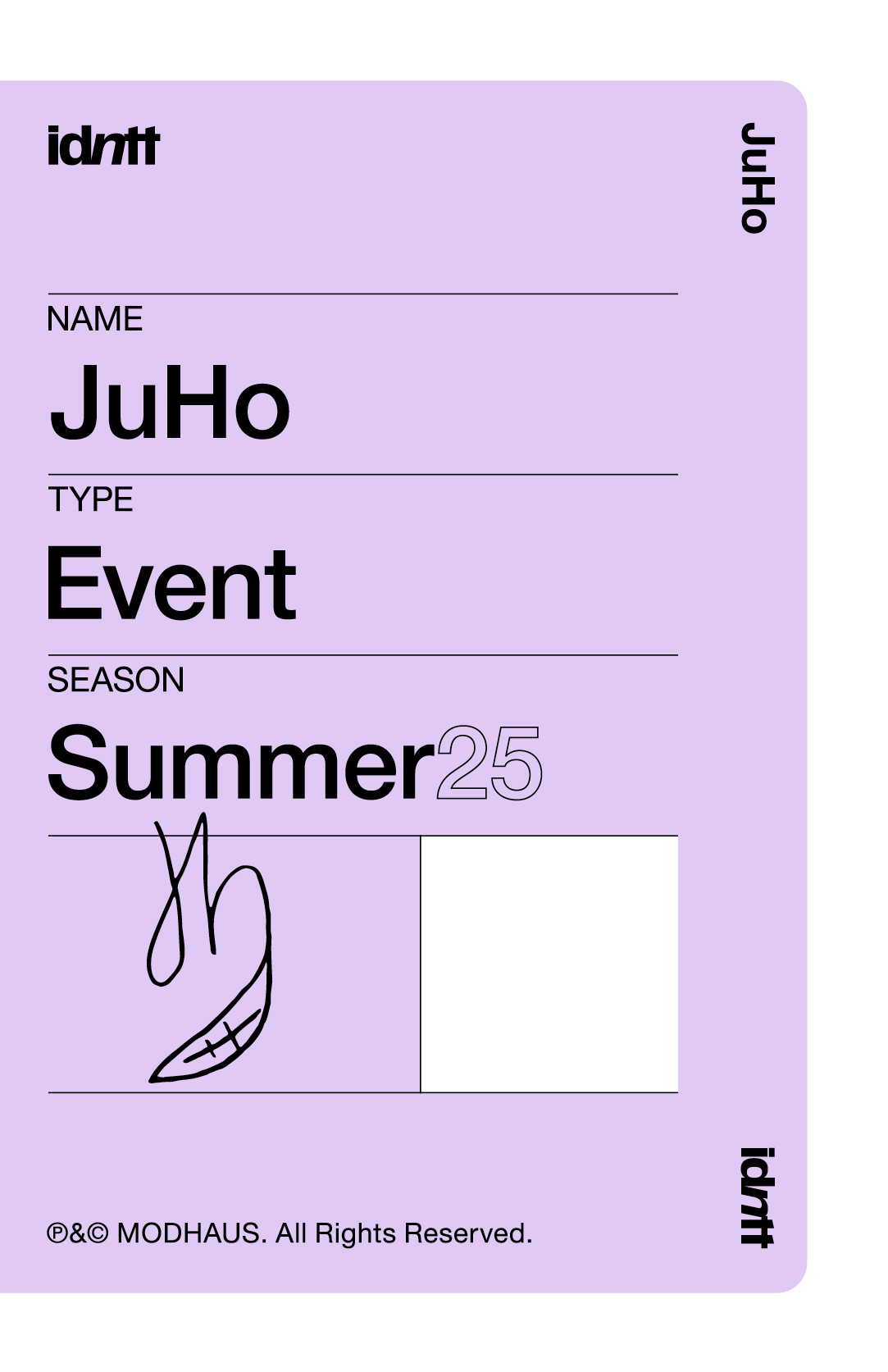 Kim JuHo idntt photocard back side - Event Objekt