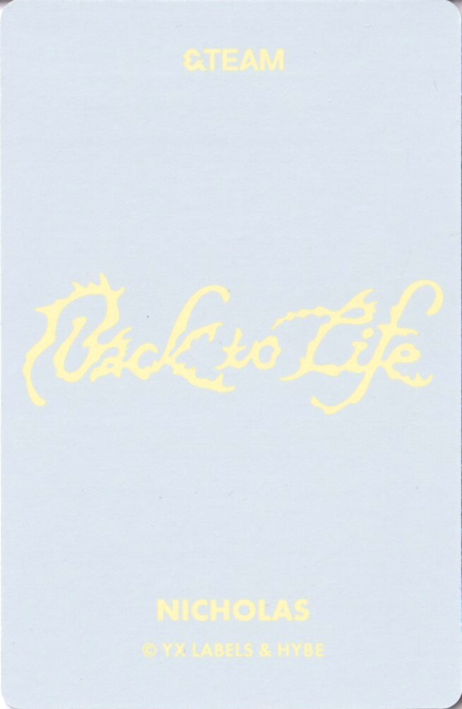 Nicholas &TEAM photocard back side - Photocard Set A