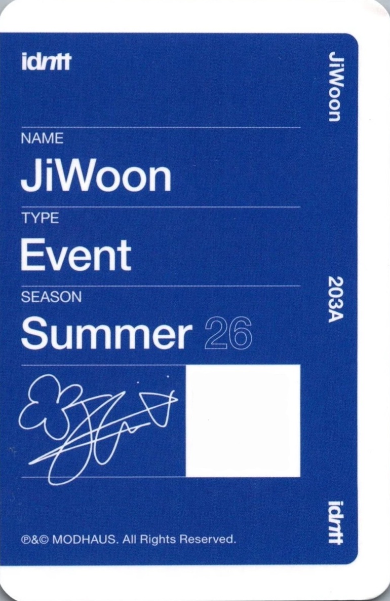 Nam JiWoon idntt photocard back side - Event Objekt
