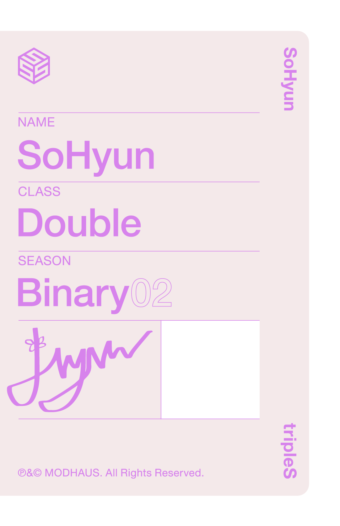 Sohyun tripleS photocard back side - Double Class Objekt