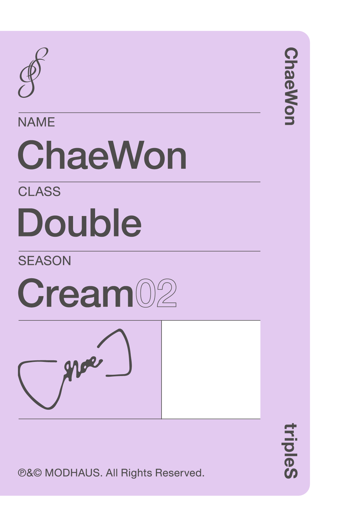 Chaewon tripleS photocard back side - Double Class Objekt