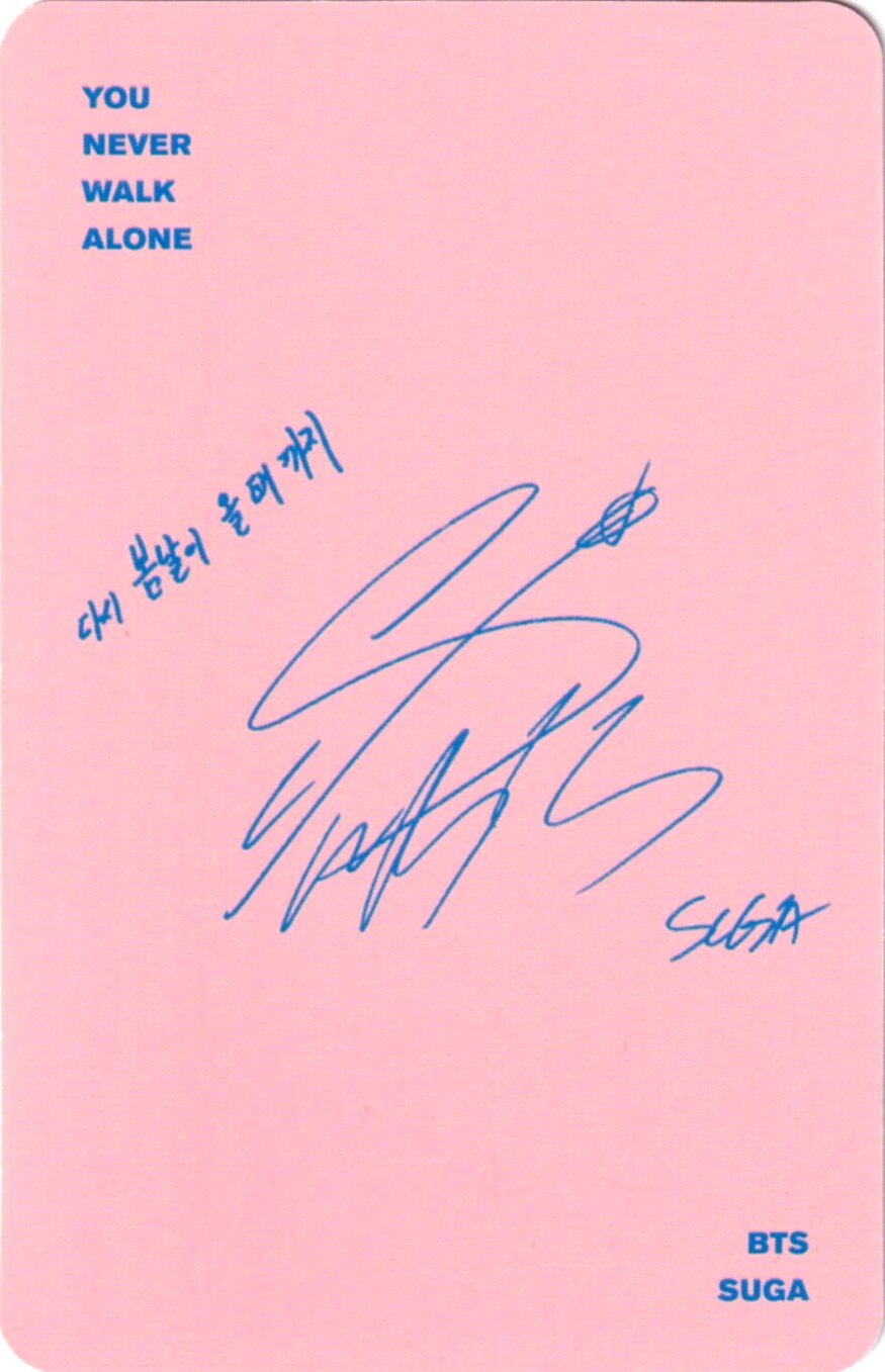 Suga BTS photocard back side - Random Photocard
