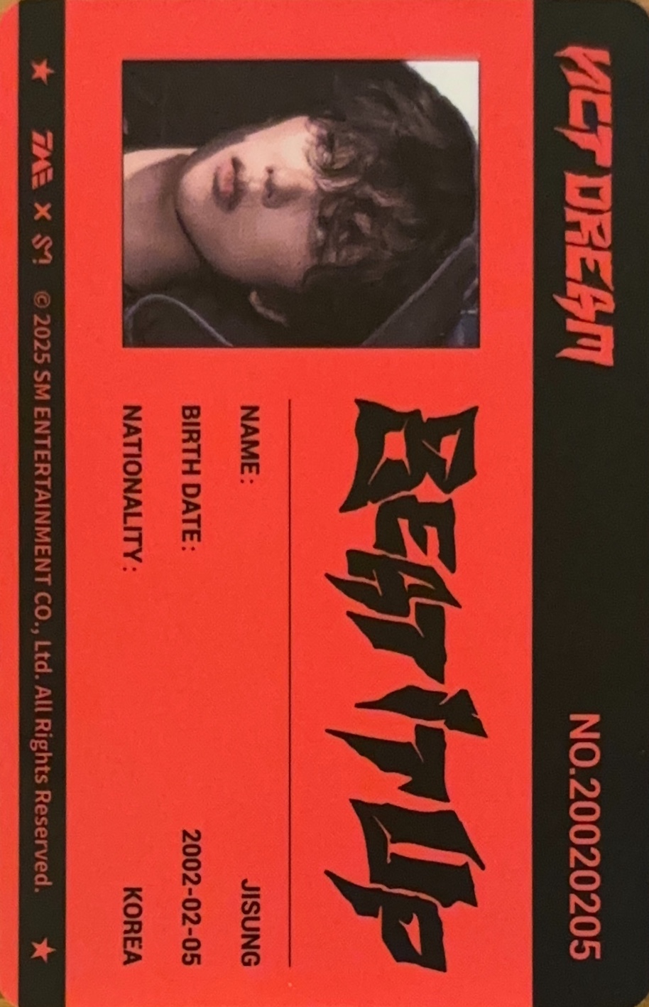 Jisung NCT DREAM photocard back side - starlight card - 1 star