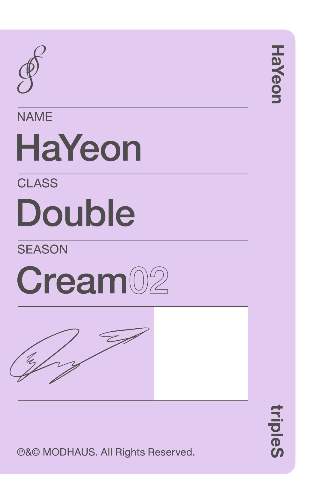 Hayeon tripleS photocard back side - Double Class Objekt
