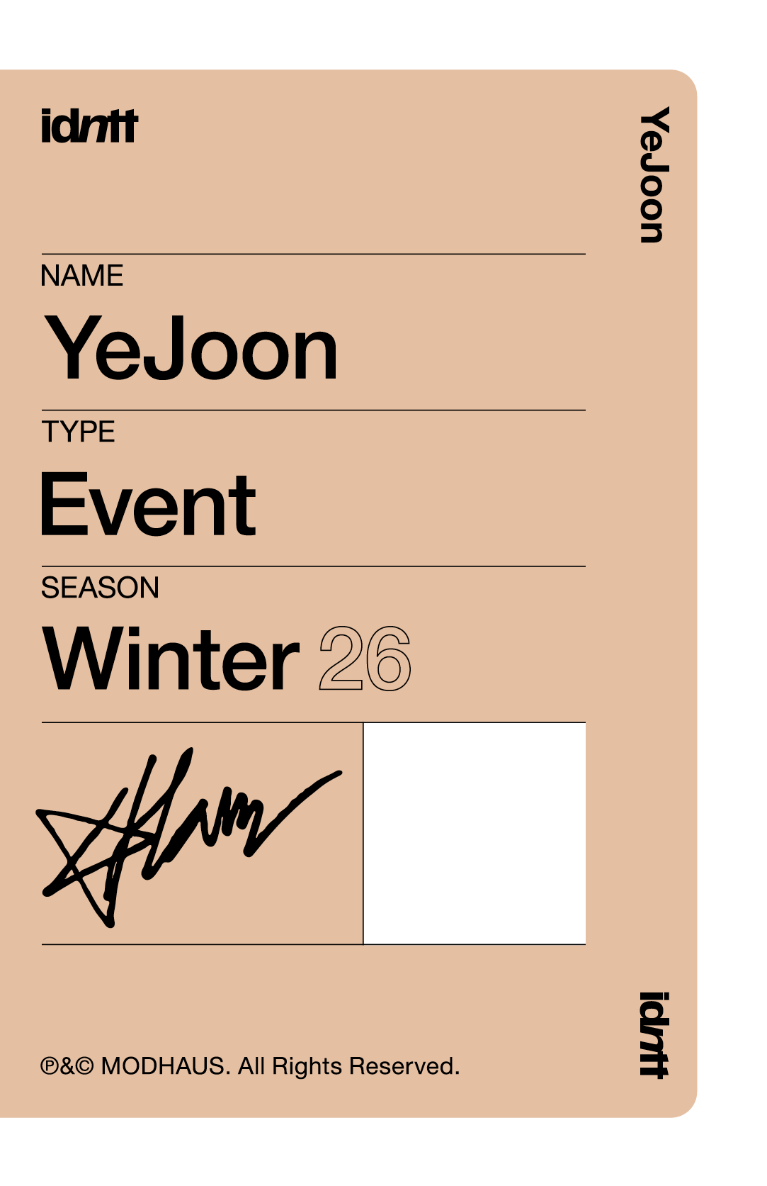 Han YeJoon idntt photocard back side - Event Objekt
