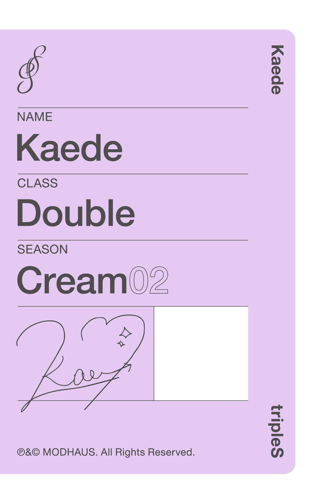 Kaede tripleS photocard back side - Double Class Objekt