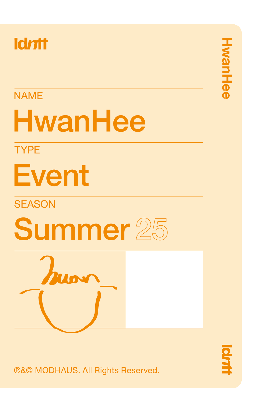 Lee HwanHee idntt photocard back side - Vip Benefit Objekt (Japan / Taipei)