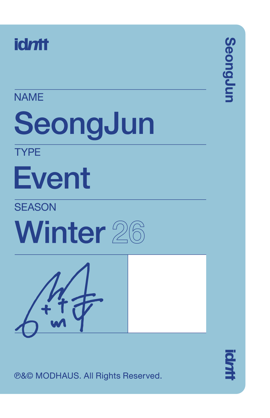 Kim SeongJun idntt photocard back side - VIP Benefit Objekt