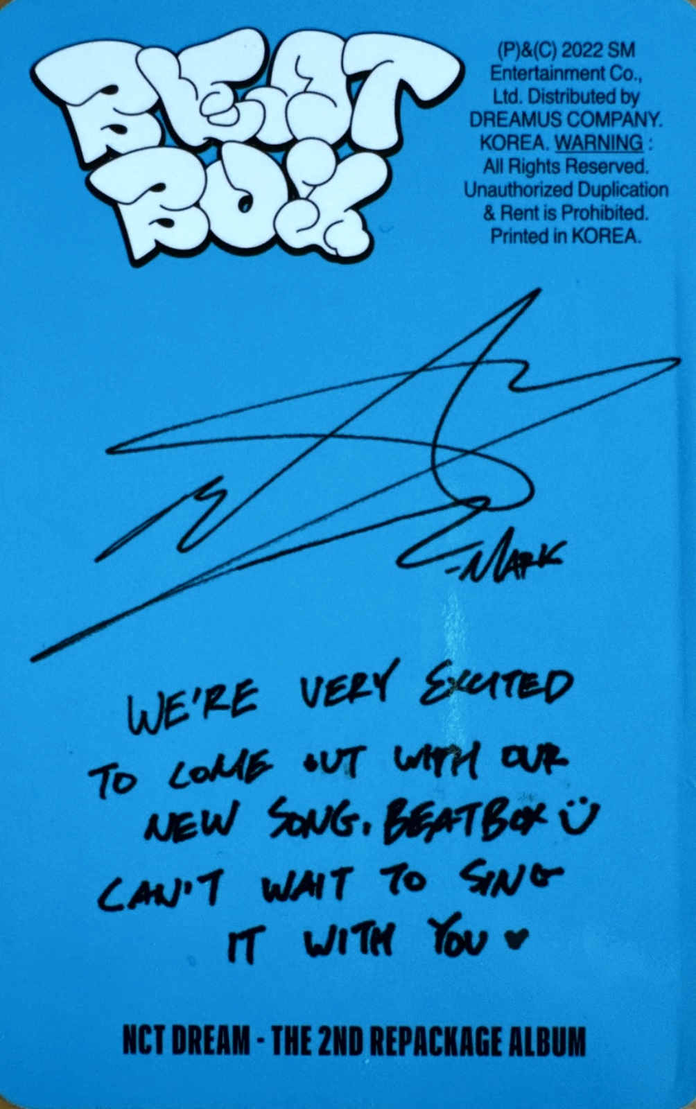 Mark NCT DREAM photocard back side - Photocards