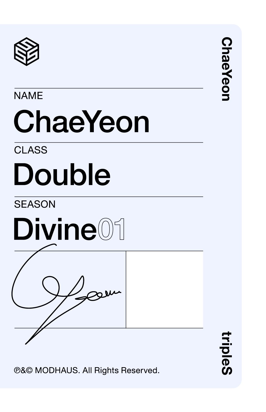 Chaeyeon tripleS photocard back side - Double Class Objekt