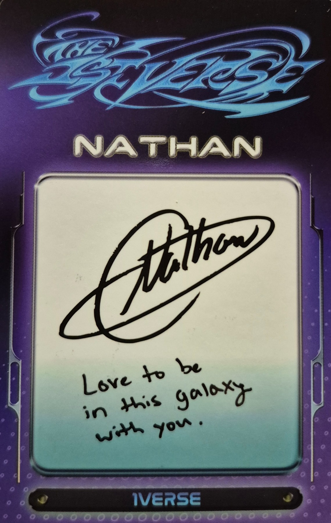 Nathan 1VERSE photocard back side - Photocard