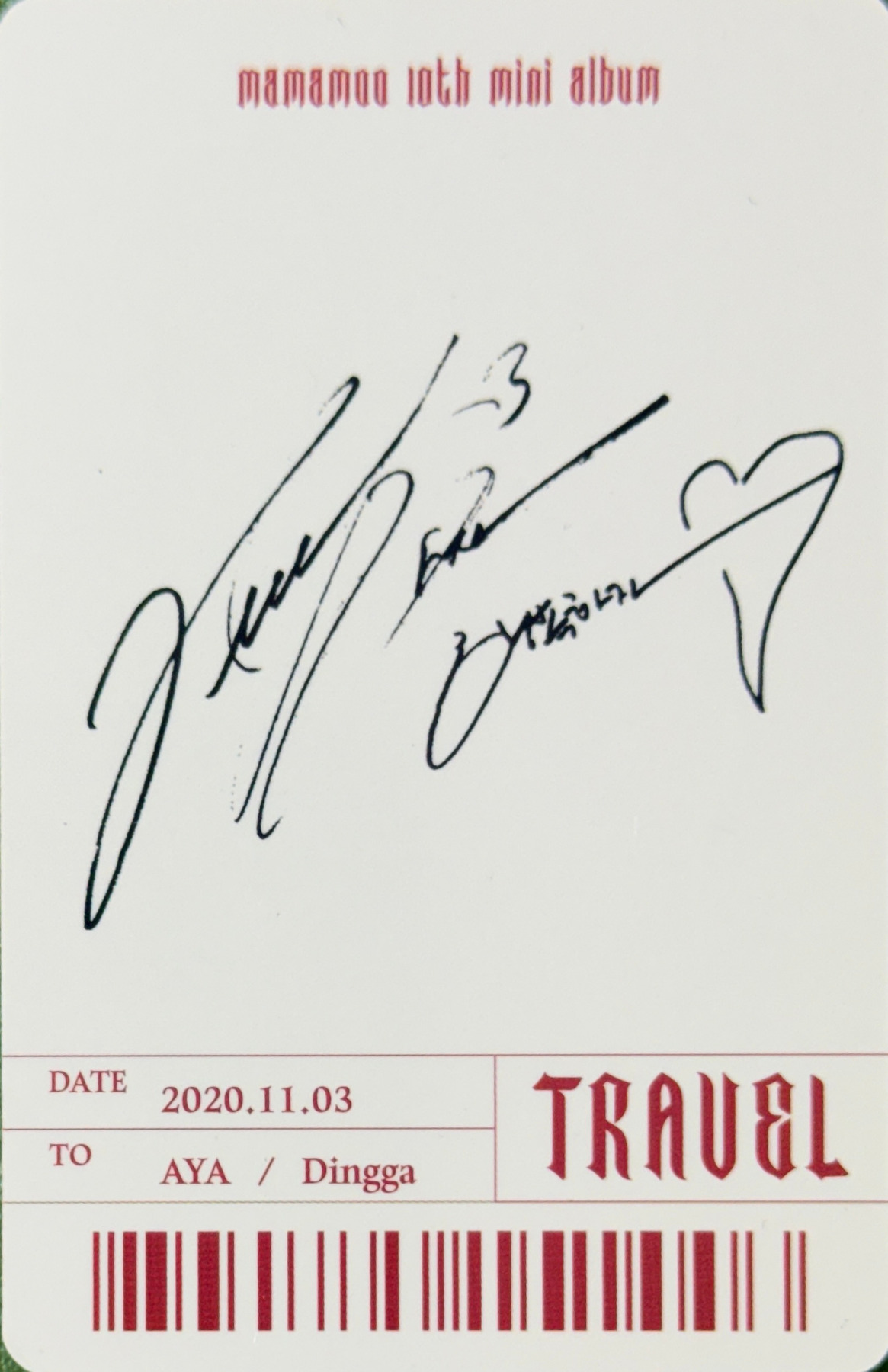 Hwasa MAMAMOO photocard back side - Photocard