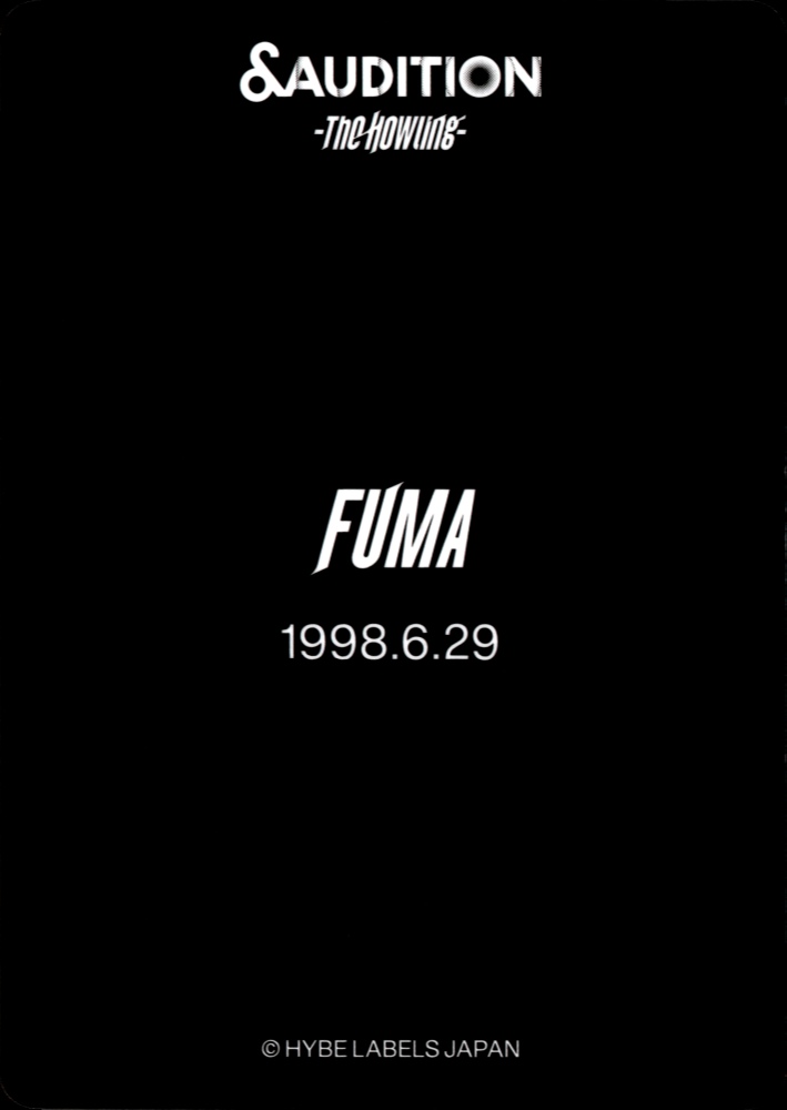 Fuma &TEAM photocard back side - Photocards