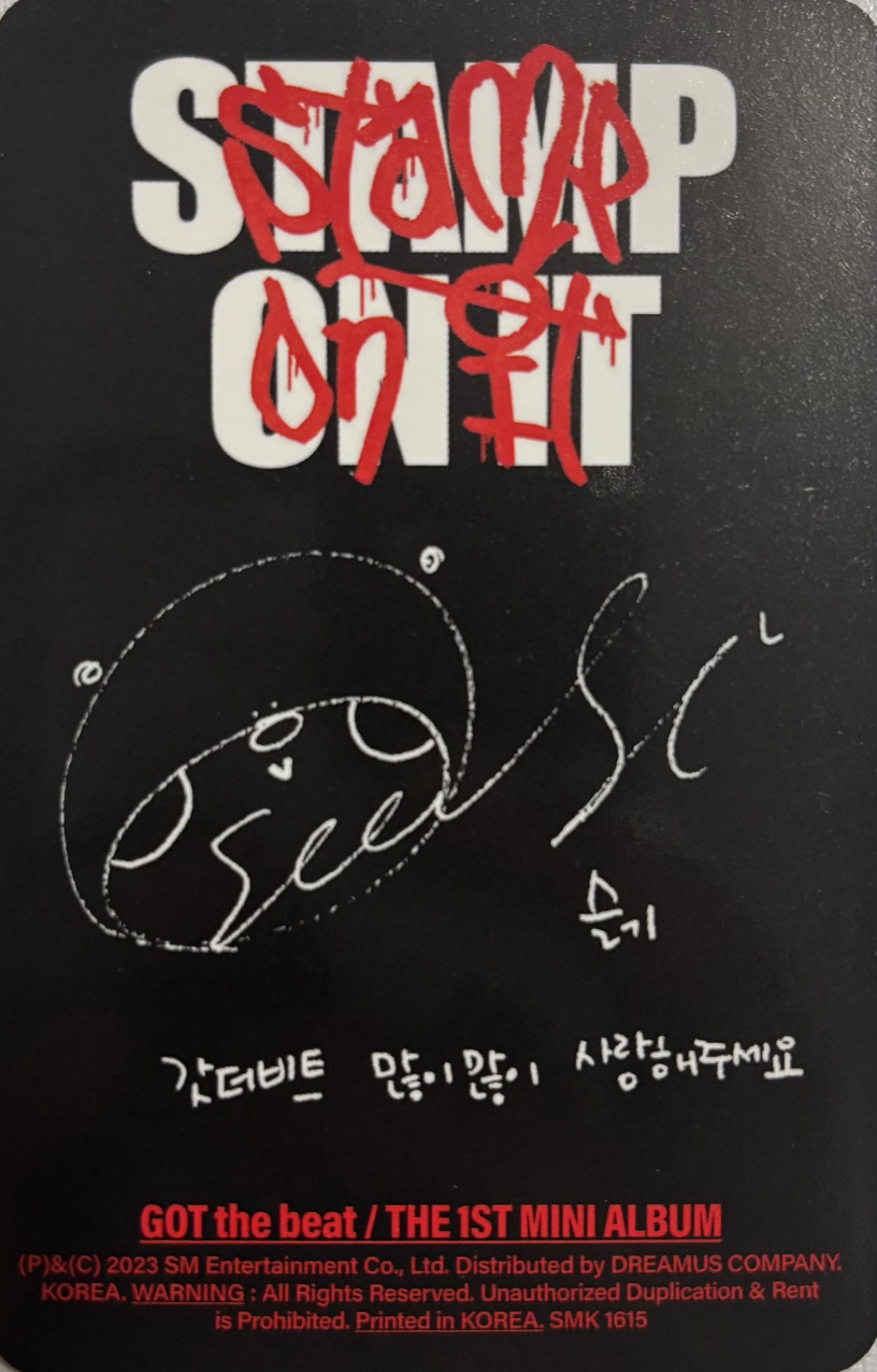 Seulgi GOT the beat photocard back side - BEAT ver. Photocard