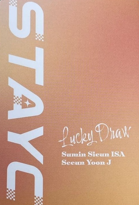 J STAYC photocard back side - Lucky Draw