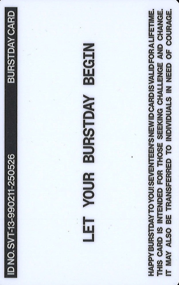 Dino SEVENTEEN photocard back side - ID Card