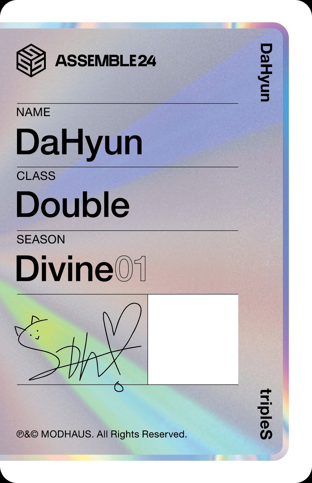 Dahyun tripleS photocard back side - Photocard (Ver 1)