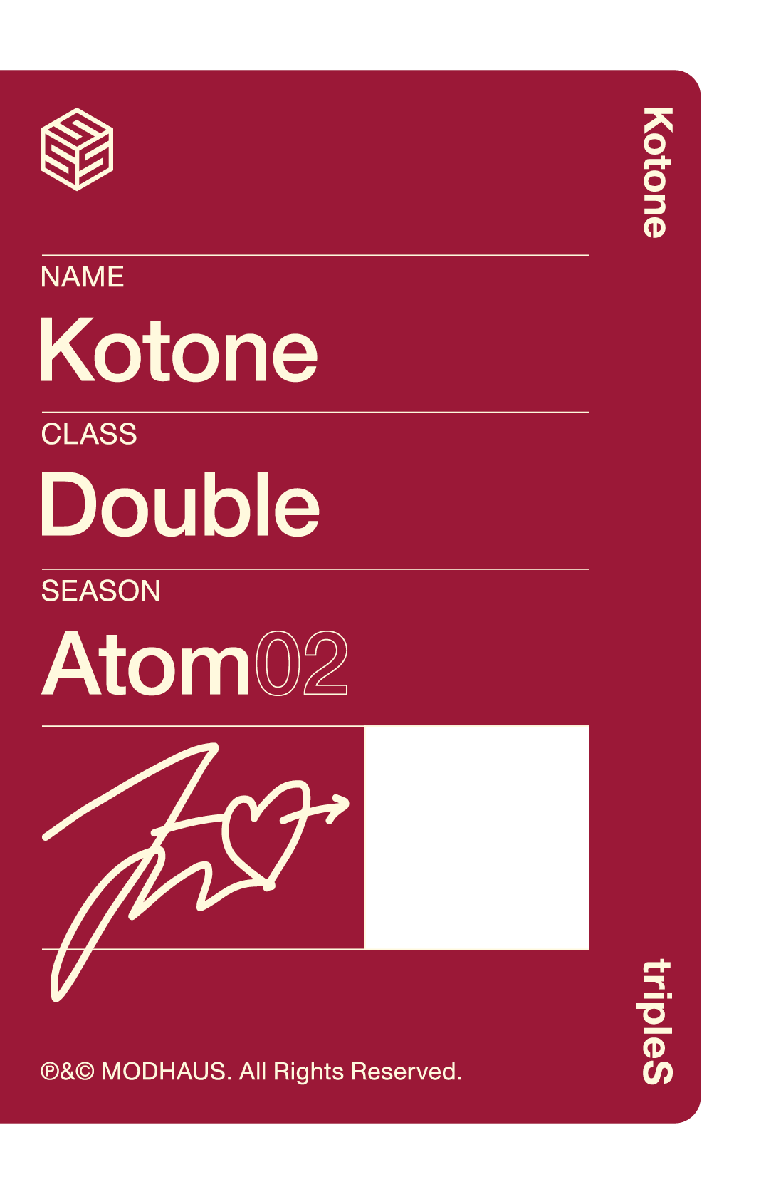 Kotone tripleS photocard back side - Double Class Objekt