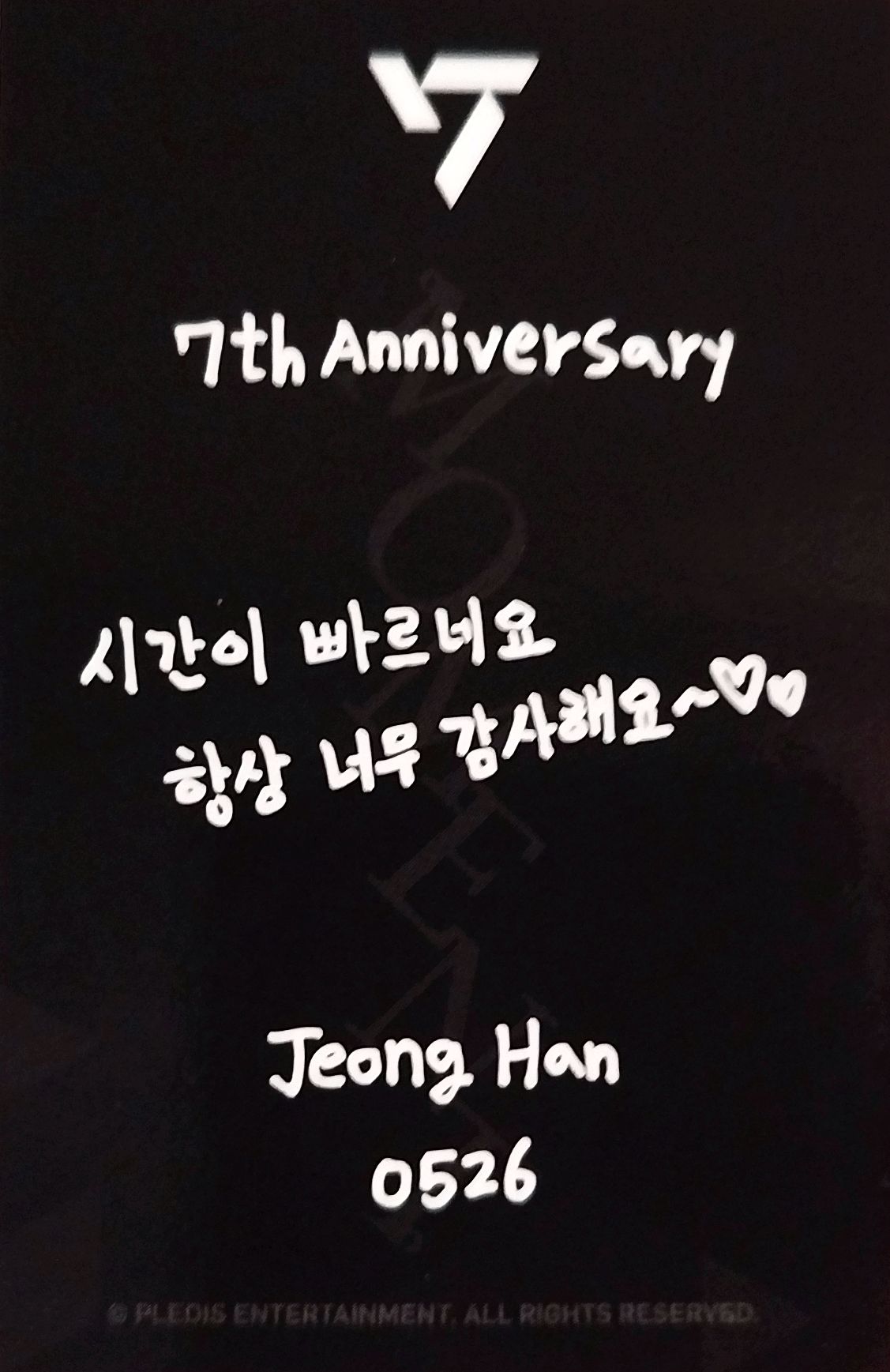Jeonghan SEVENTEEN photocard back side - Celebration Charm