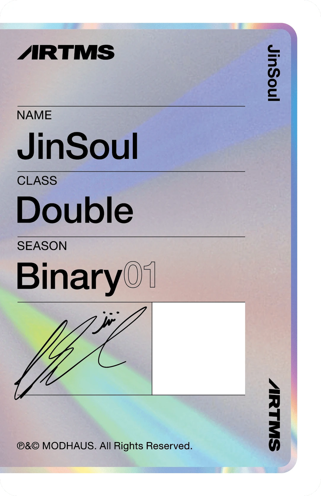 JinSoul ARTMS photocard back side - Double Class Objekt